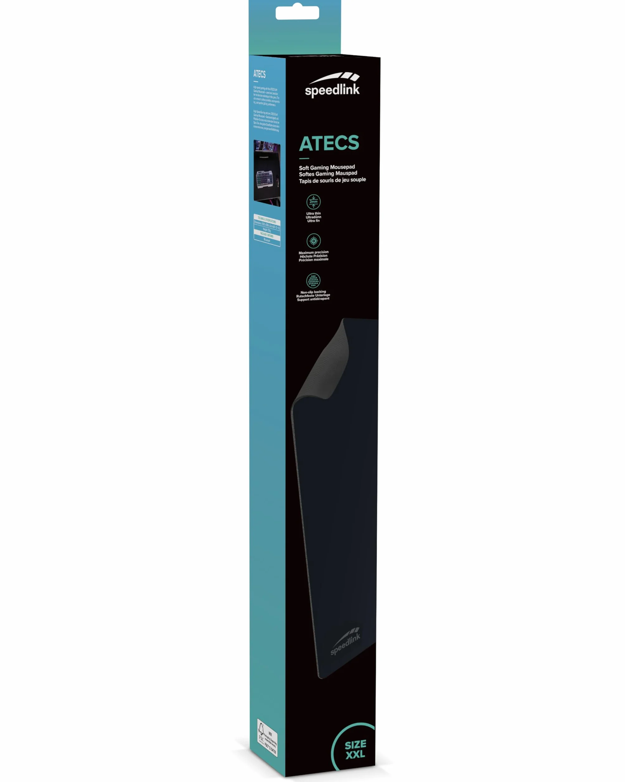 Speedlink ATECS Soft Gamingowa podkładka pod mysz XXL – podkładka pod mysz do gier/biura domowego/biura, pasuje do klawiatury i myszy, antypoślizgowa, czarna