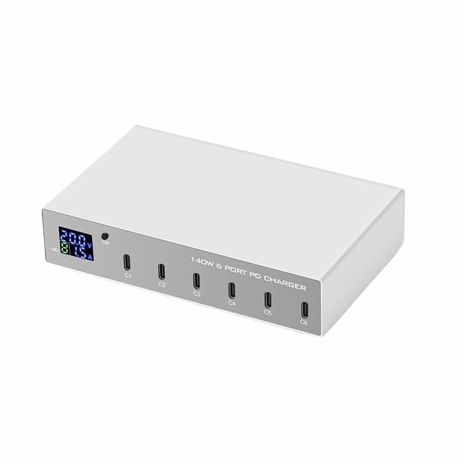 Szybka Ładowarka PD 30 W O Mocy 140 I 6 Portach Stacja Szybkiego Ładowania Multi USB-C Z Wyświetlaczem LED MożLiwość Szybkiego łAdowania(White 140W PD)