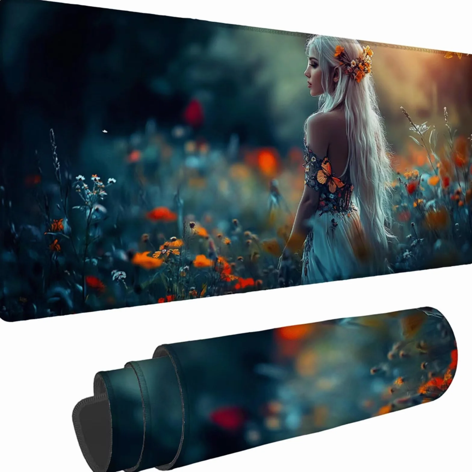 Gamingowa podkładka pod mysz 1200 x 600 x 3 mm, XXL, wodoszczelna, odporna na ścieranie, z przyszytymi krawędziami, kolorowa podkładka na biurko, poprawia prędkość i precyzję, do laptopa, komputera