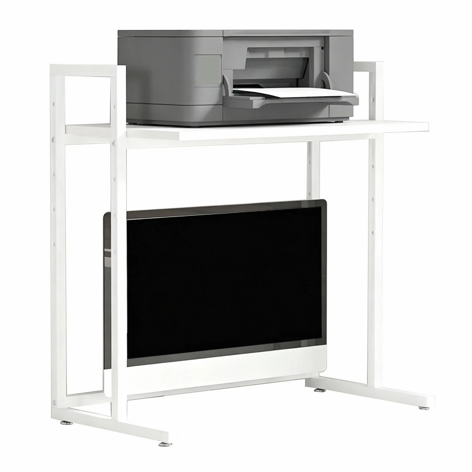 Podstawka Pod Monitor na Biurko, Wielopoziomowa Półka Ścienna, Przenośna Półka Biurkowa – na Książki, Artykuły Biurowe i Sprzęt Audio(White,19.6in/50cm)