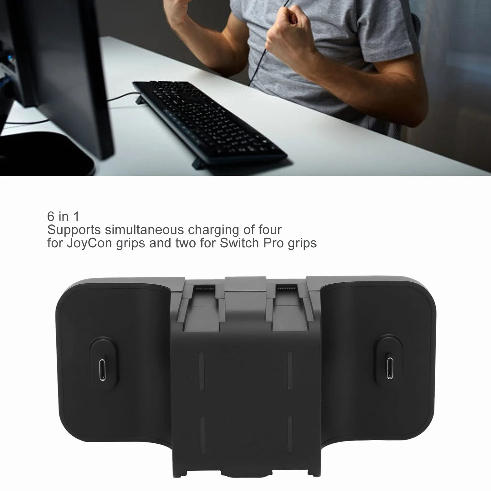 Ładowarka Kontrolera Pro, USB C, Ładowarka z Dwoma Portami USB Podstawa Stacji Dokującej ze Wskaźnikiem LED dla Pro