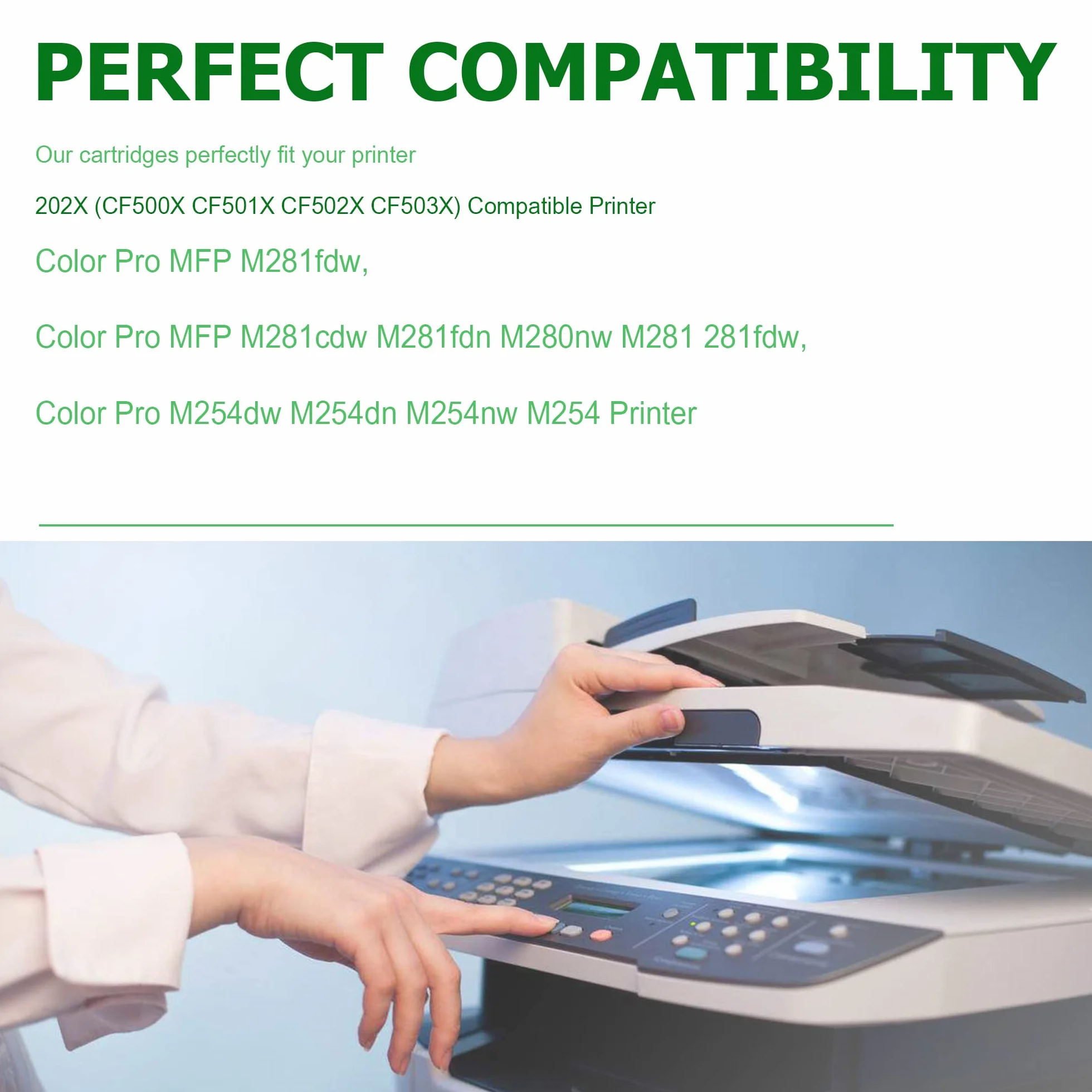 202A 202X Zestaw 4 wymiennych kaset z tonerem do HP Color Laserjet Pro M254dw MFP M281cdw, M281fdw M281fdn serii M281 M254