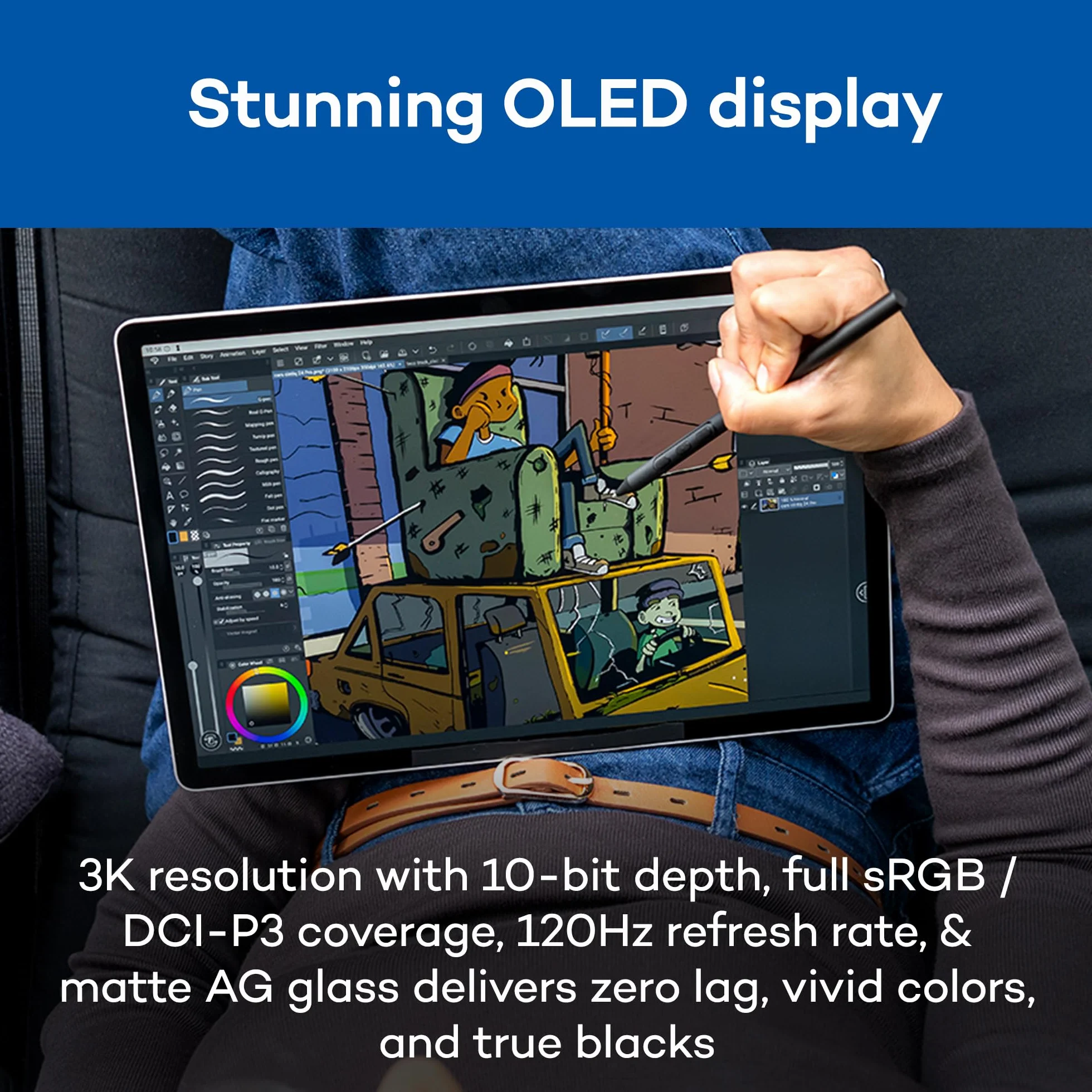 Wacom MovinkPad Pro 14 Tablet do rysowania – odczucie długopisu na papierze z ekranem OLED dla prawdziwej czerni, wyjątkowy kontrast, szybka reakcja, szkło teksturowane premium, bardzo precyzyjny