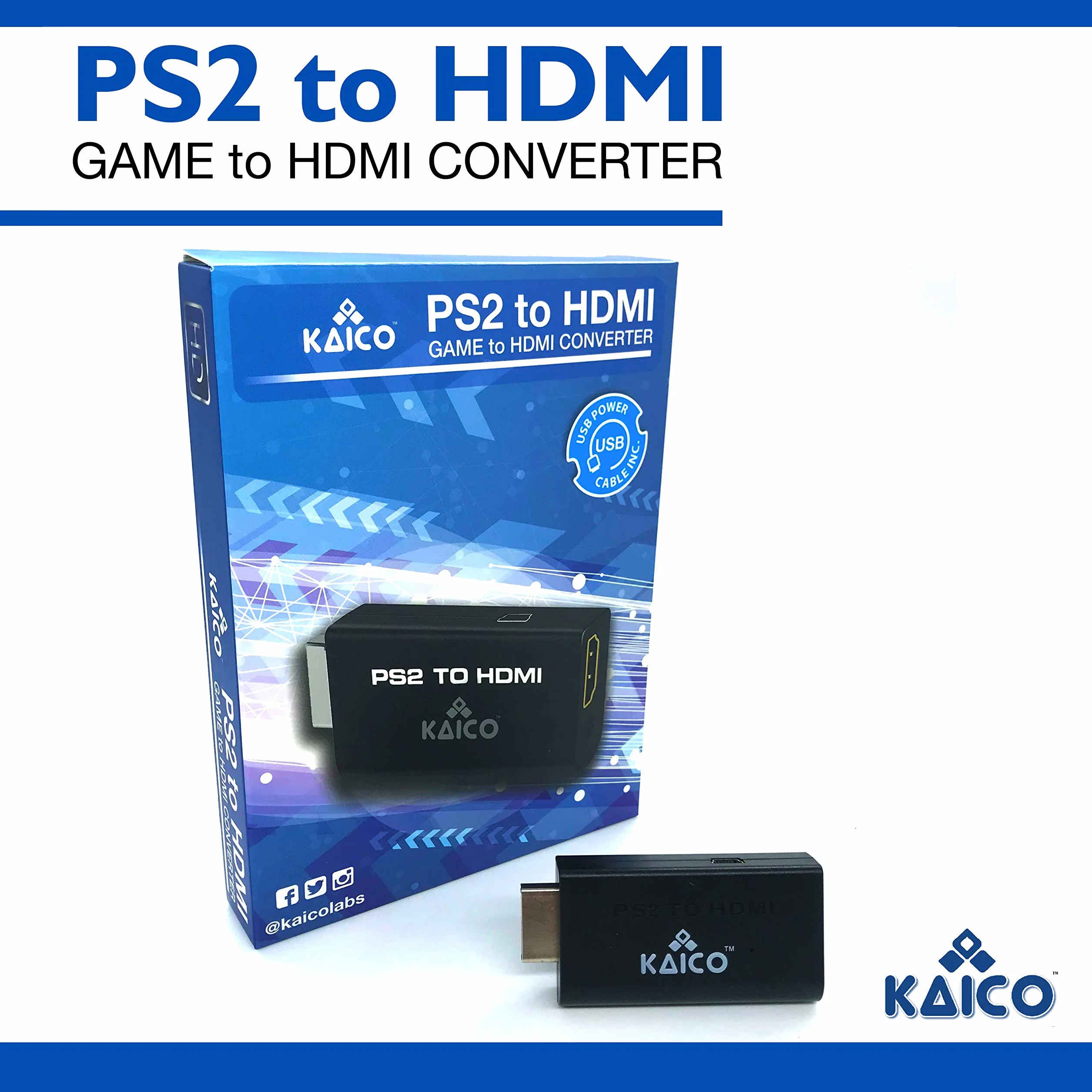 Kaico Adapter HDMI Edition do PlayStation 2 – konwerter PS2 na HDMI dla wszystkich konsol PS2 (Phat & Slim)