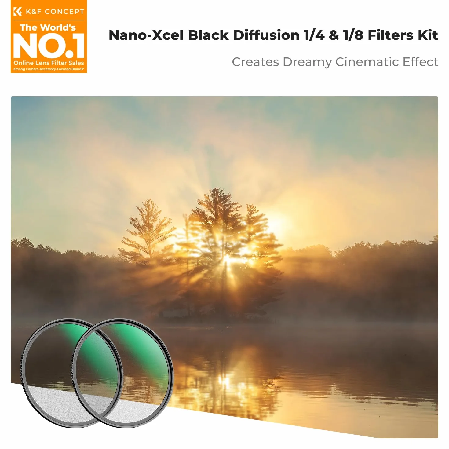 K&F CONCEPT Zestaw 67 mm Black Mist Filter 1/4 i 1/8 Czarny dyfuzor do obiektywu aparatu cyfrowego