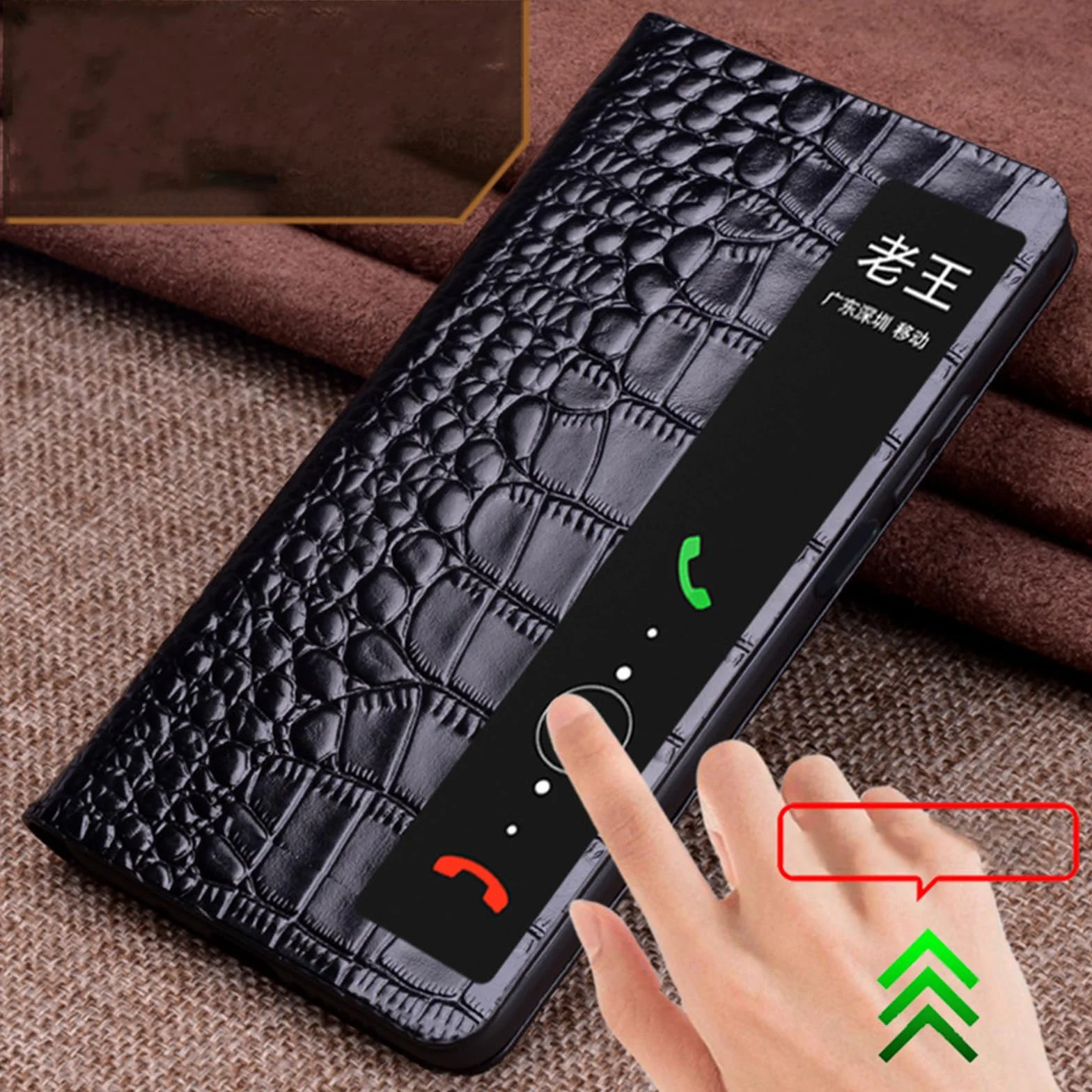 Etui z prawdziwej skóry do Huawei Pura 90 Pro Max/90 Pro, cienkie, inteligentne etui z klapką z pełną ochroną obiektywu, czarne, 90 Pro