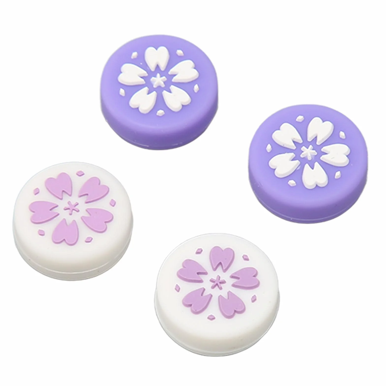 4 szt. Nakładki na Kciuki do Przełącznika do Joysticka Konsoli Switch Lite, śliczny Kwiat Wiśni z Miękkiego Silikonu, Antypoślizgowa Nakładka na Przycisk Joysticka, Uchwyty na