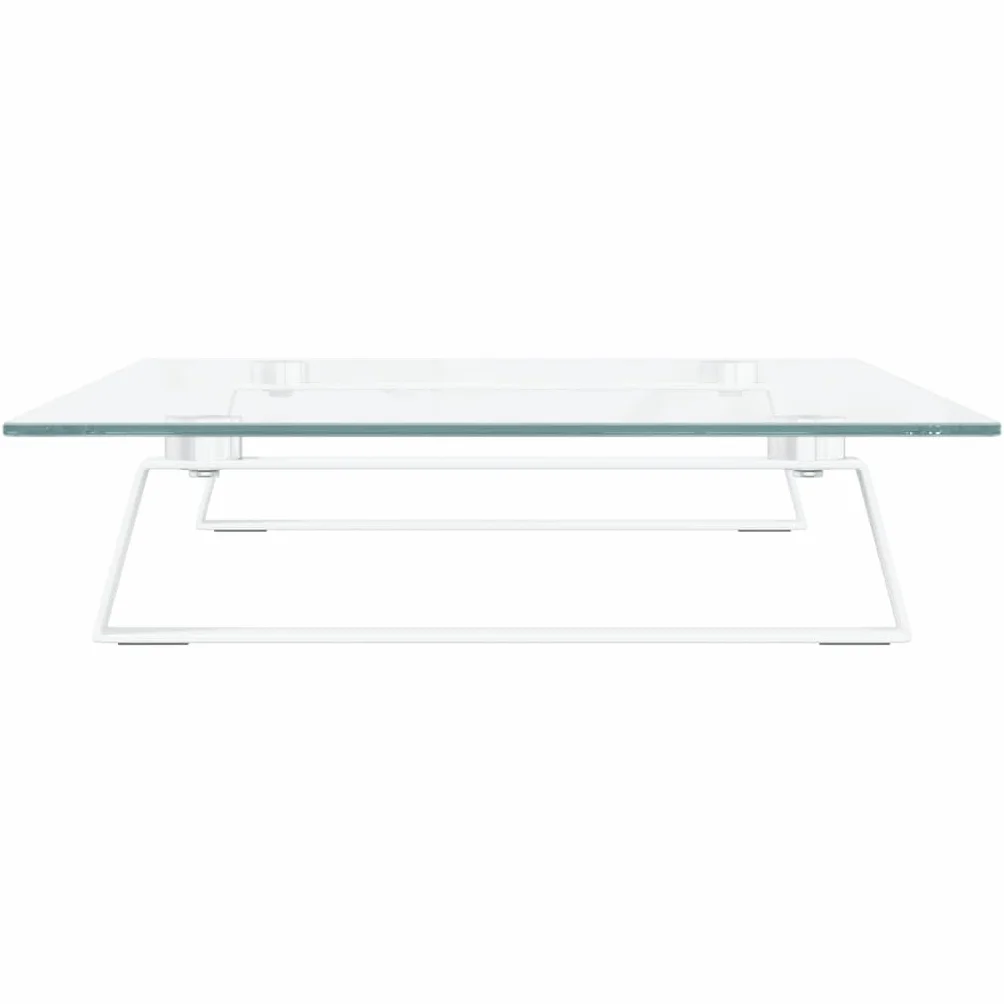 Stojak na monitor, biały, z hartowanego szkła i metalu, 60 x 35 x 8 cm, do stojaka na ekran, uchwyt na notebooka, miejsce pracy, biuro, domowe biuro, gry, ergonomiczna półka
