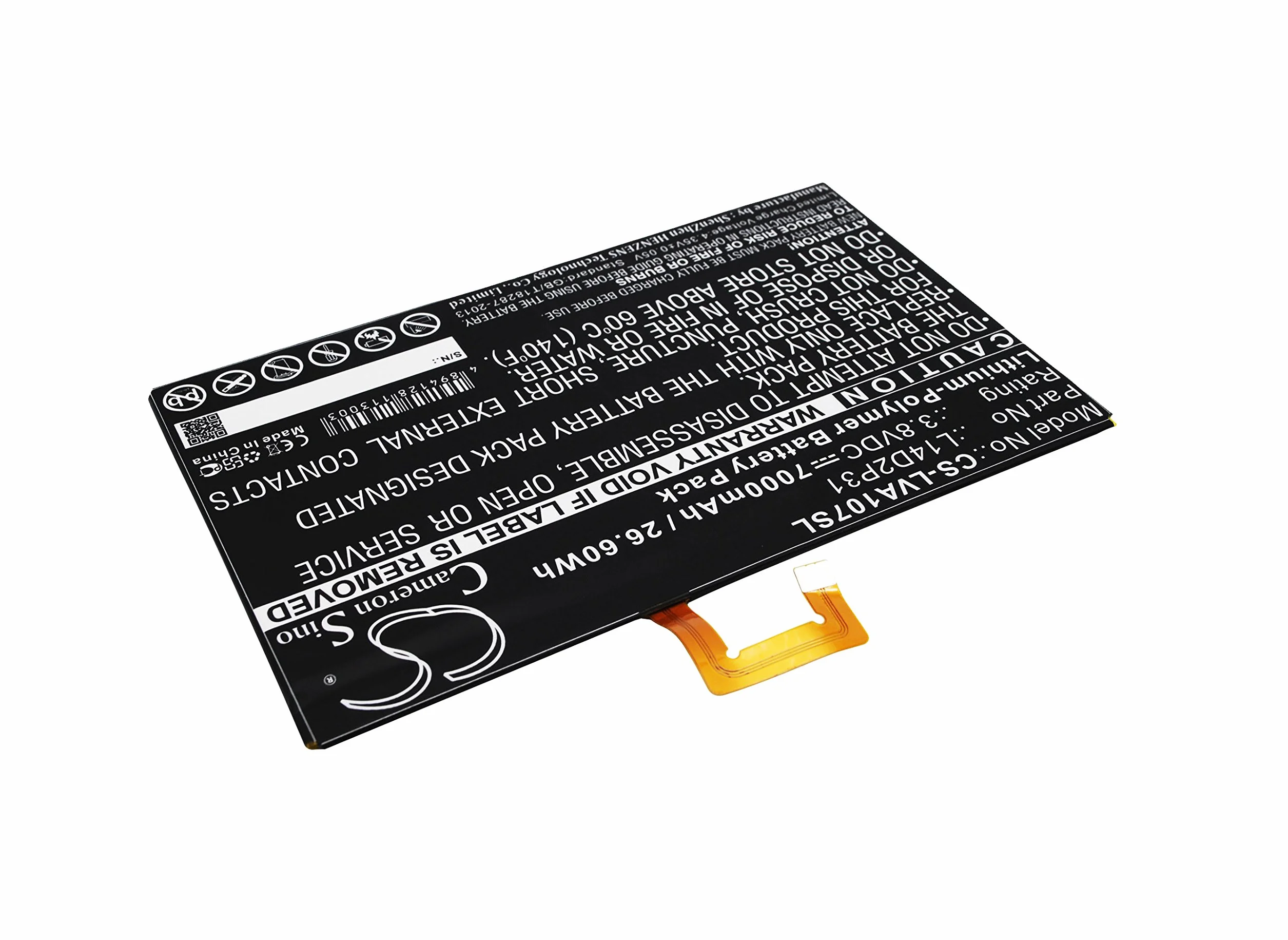 CS-LVA107SL Baterie 7000mAh kompatybilny z [LENOVO] A10-70, A10-70F, A10-70L, A10-70LC, Tab 2 A10-30, Tab 2 A10-30F, Tab 2 A10-30L, Tab 2 A10-70, Tab 2 A10-70F, Tab 2 A10-70L, Tab 4 10 LTE TB-X30 FBA
