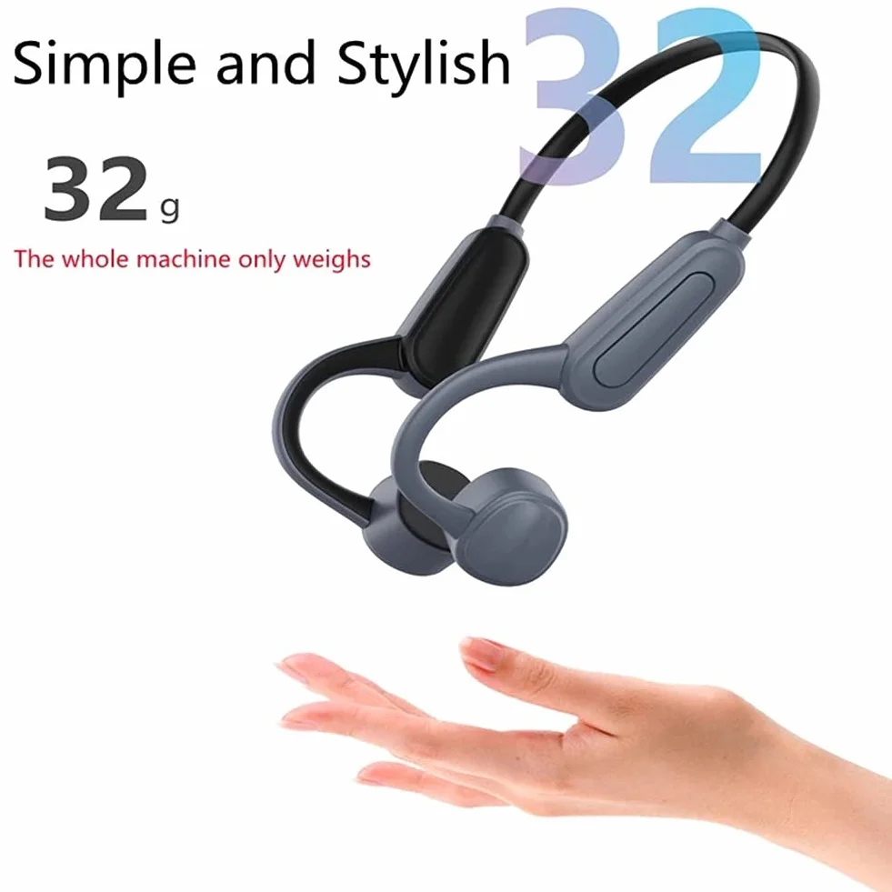 Kondukcja kostnych Słuchawki Bluetooth z mikrofonami, bezprzewodowymi zestawami słuchawkowymi, IPX8 Wodoodporna, dla sportowych słuchania na rowerze Running Siłownia,Gray