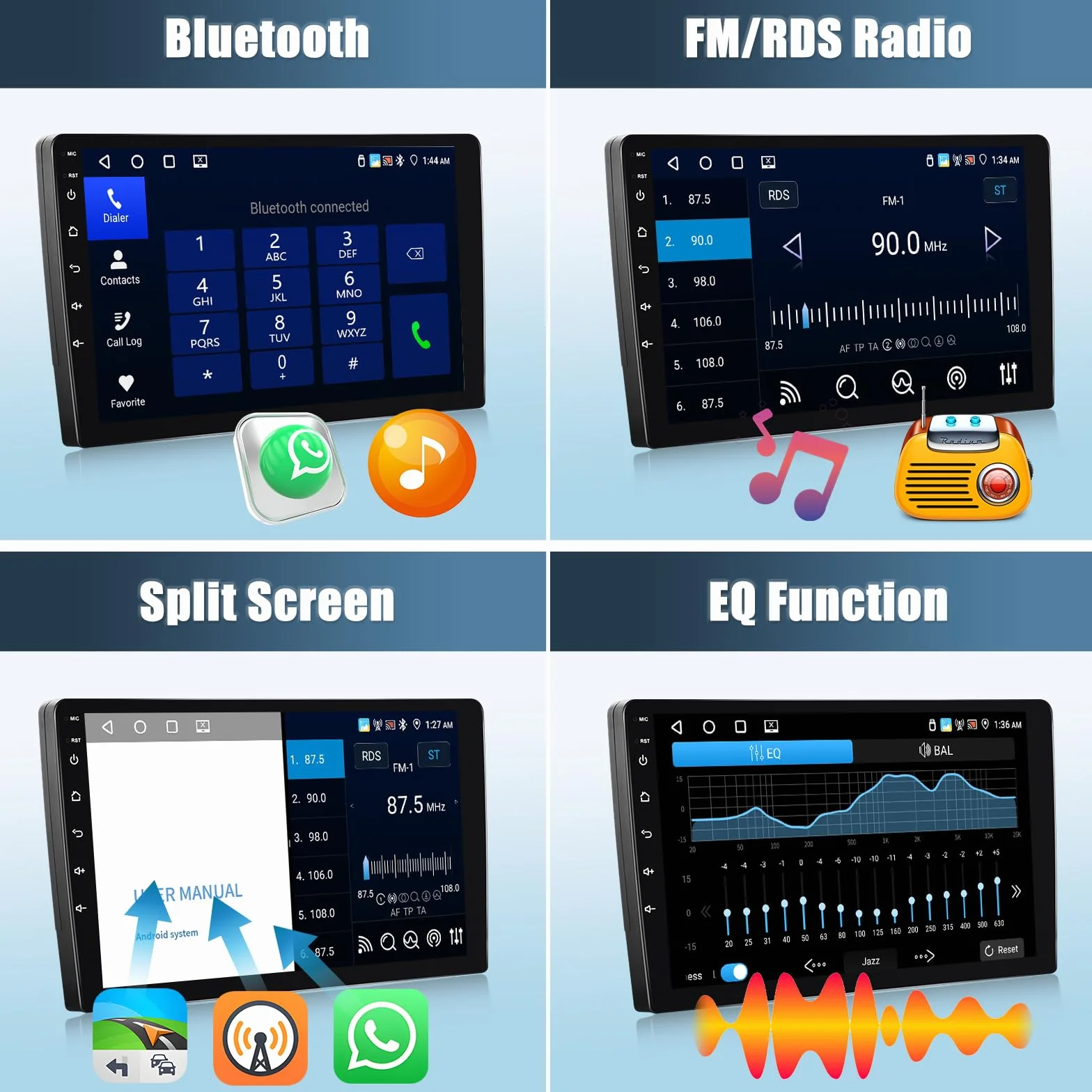 CAMECHO 4+64G 9 cali Android 15 radio samochodowe