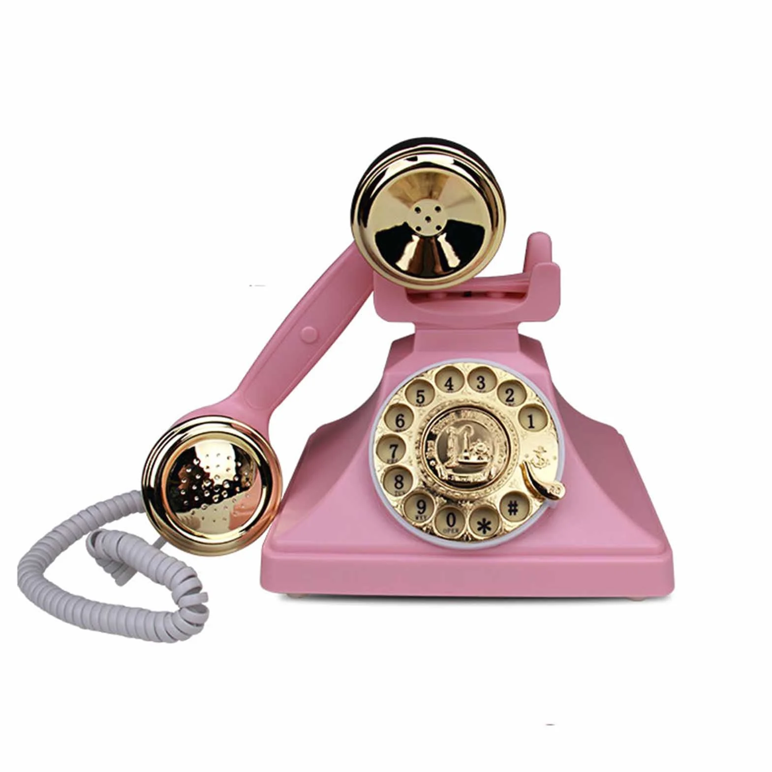 Retro staromodny telefon z obrotową tarczą, vintage mechaniczny dzwonek telefon stacjonarny telefon stacjonarny telefon biurkowy do domu, biura, baru, hotelu