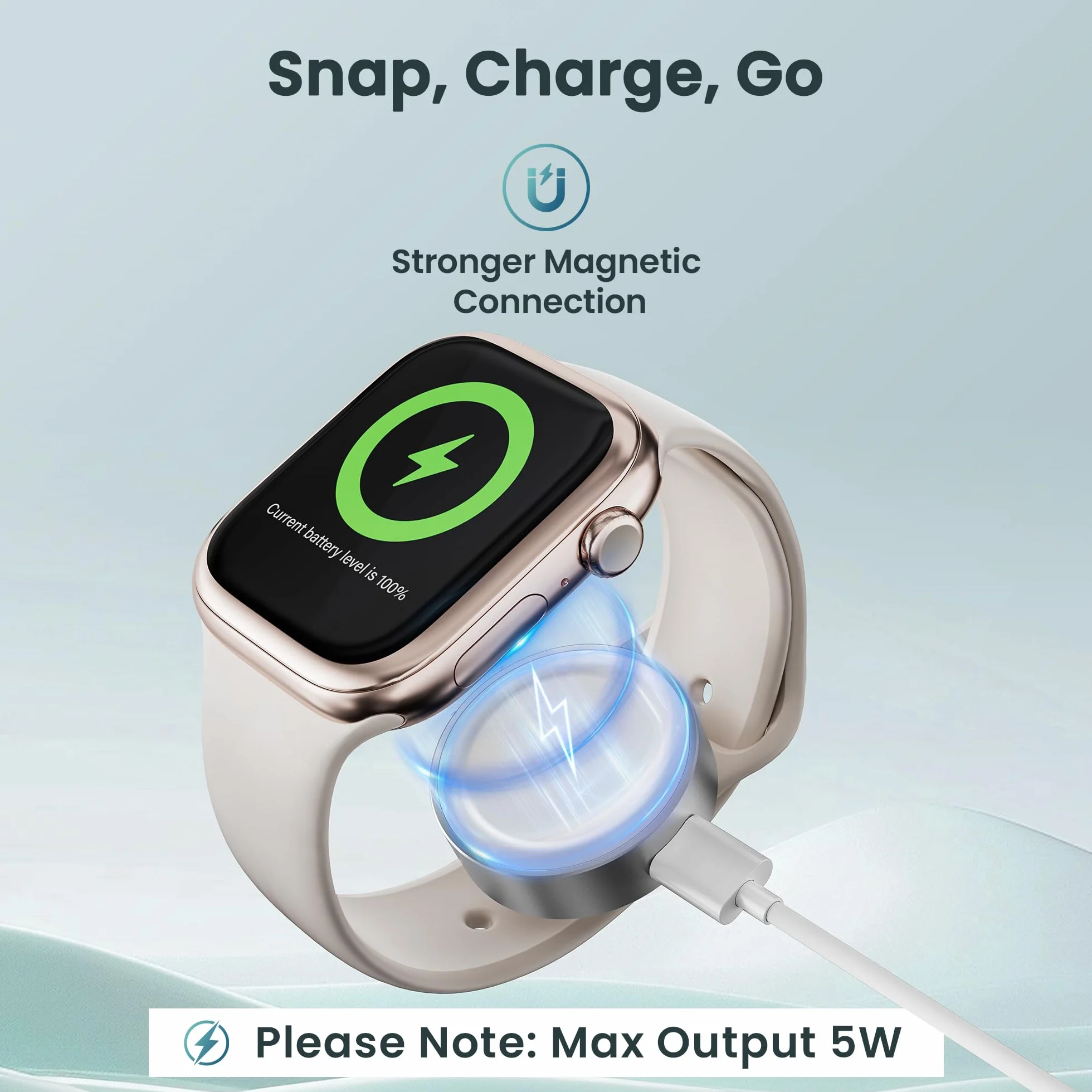 Ruxely Magnetyczna Ładowarka Bezprzewodowa do Apple Watch iWatch, Szybka Ładowarka USB C, Krótki Kabel, Series 10 9 8 7 6 Ultra 2 SE 42/46/44mm