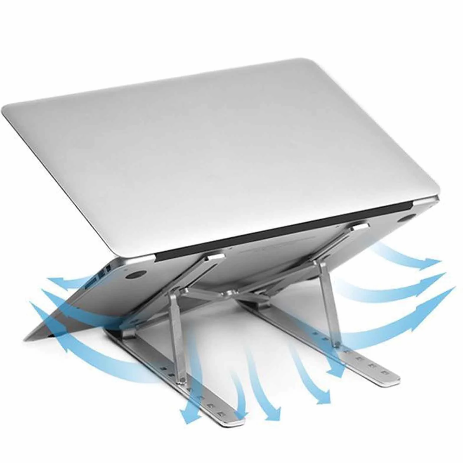 Black,18.6 * 25.3cm,NISMIA Składana podstawka pod laptopa z regulacją wysokości, wentylowana podstawka chłodząca pod laptopa, antypoślizgowa silikonowa poduszka Lekki i kompaktowy