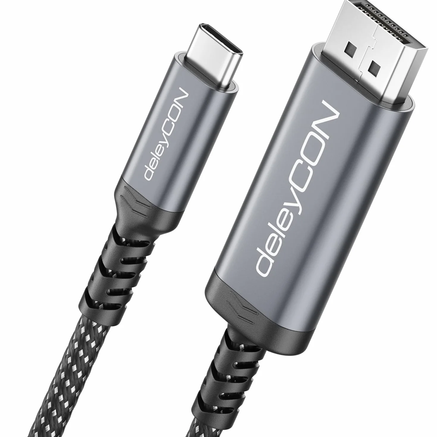 deleyCON 0,5m USB-C na DisplayPort Kabel Krótki (4K@60Hz, 2K@165Hz) - do Monitorów DisplayPort - MST, Thunderbolt 3/4, do iPhone 17,16,15, Notebooka, MacBooka, iPad Pro/Air, Galaxy S26 S25 S24