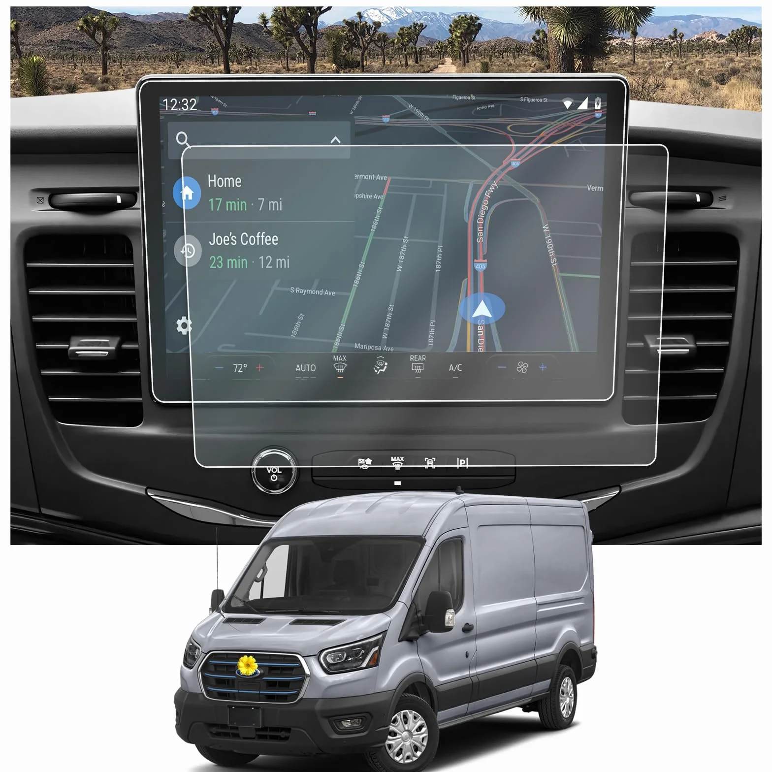 CDEFG Folia ochronna kompatybilna z Ford Transit Custom E-Transit EV 2023-2025 2026, folia ochronna do nawigacji 4H, odporna na zarysowania 12 cali SYNC 4 folia ochronna na wyświetlacz GPS, folia