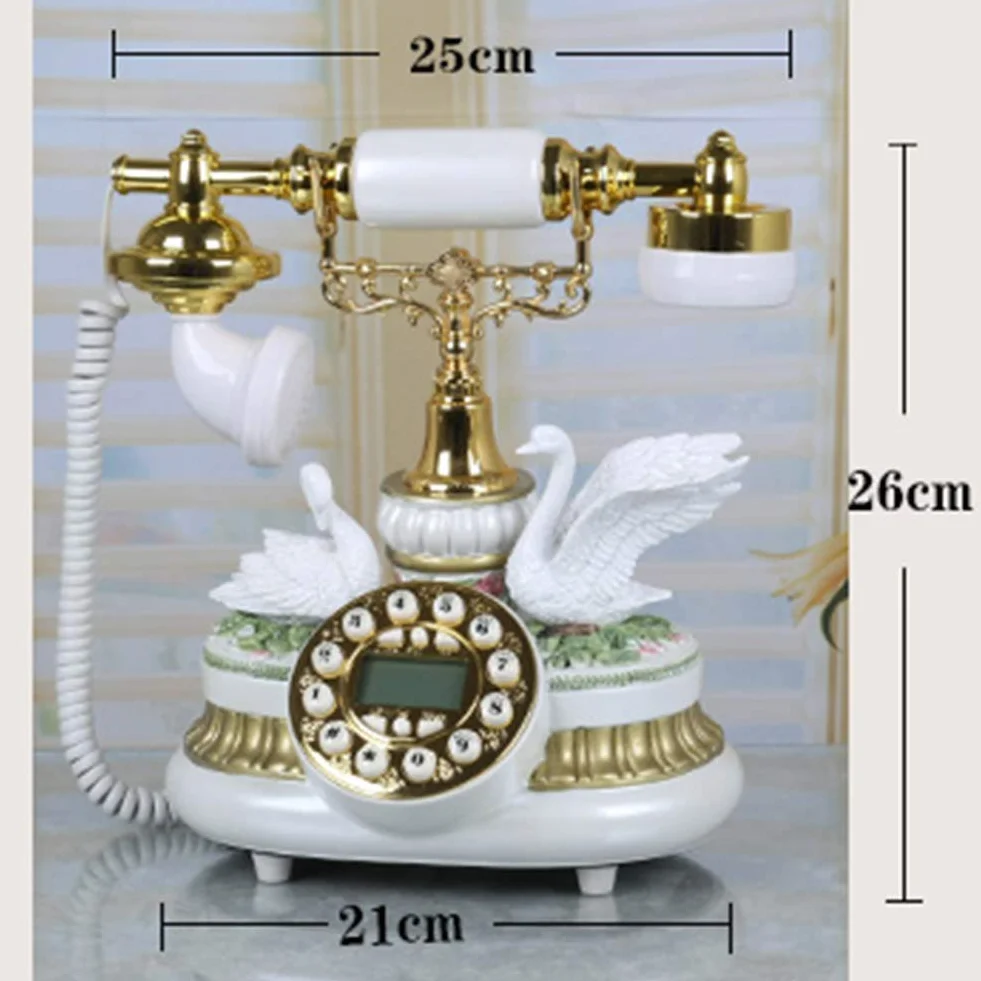 Telefon stacjonarny w stylu retro， Retro Vintage Telefon Silikonowy Klucz Telefon Stacjonarny Wystrój Domu Biuro Metalowy
