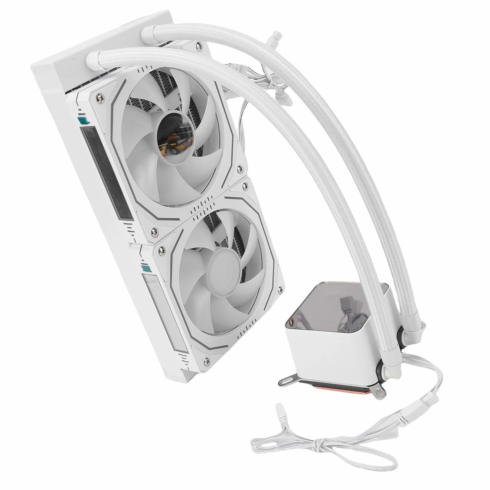 PUSOKEI Płynna Chłodnica Procesora AIO 240 Mm |ARGB 2,2-calowy Ekran LCD dla AM4 AM5 z pętlą zamkniętą (WHITE)