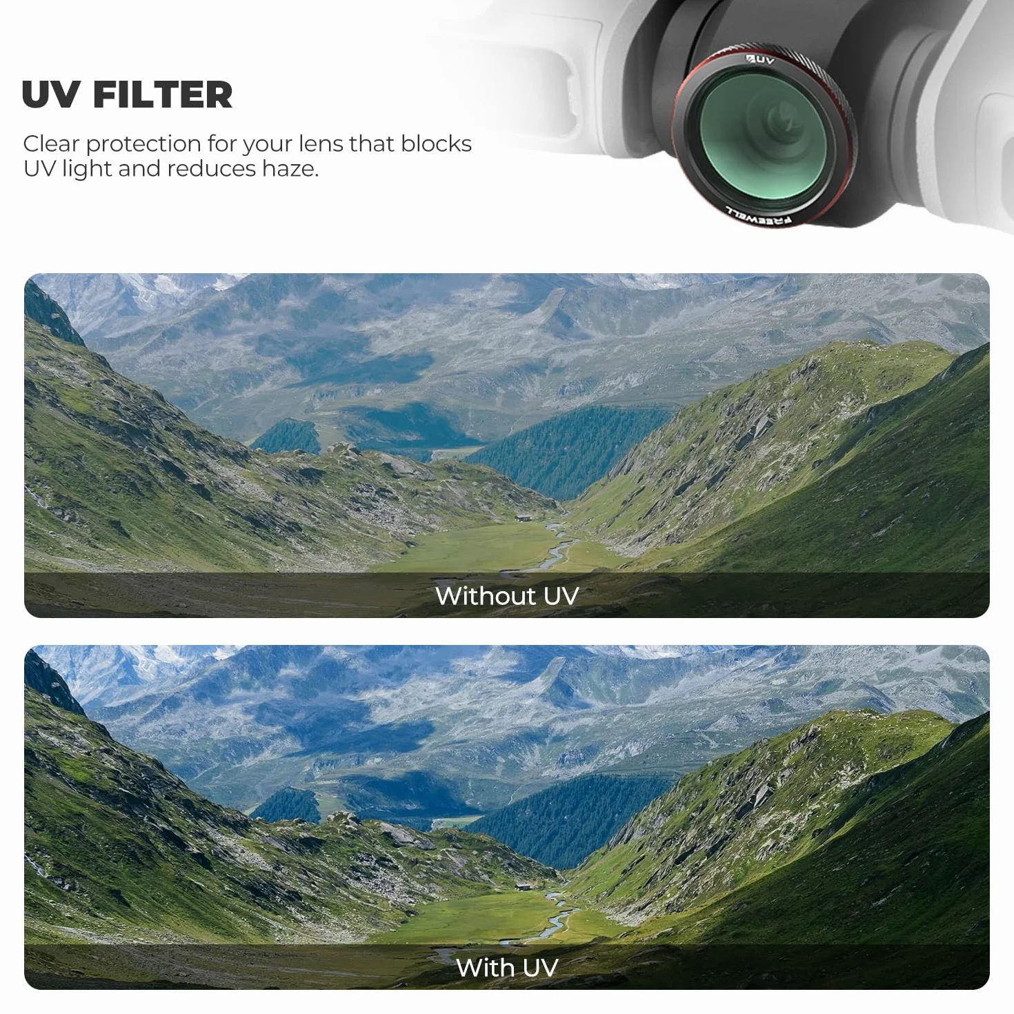 Freewell 3-pak filtrów magnetycznych do DJI Neo 2 | zawiera CPL (polaryzator) do redukcji odblasków, UV dla ochrony obiektywu i Black Glow Mist 1/4 dla efektów kinowych