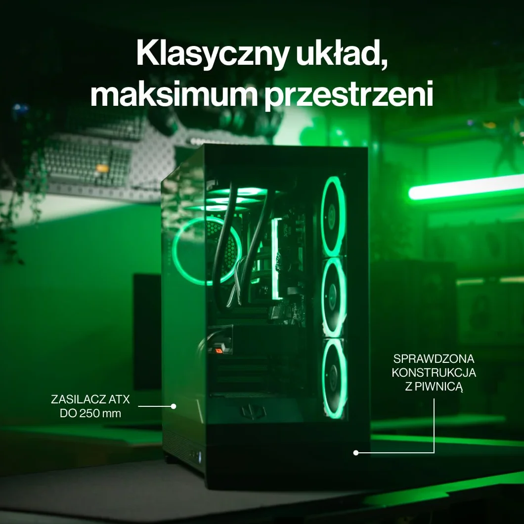 ENDORFY Fishtank 6000 Flex, obudowa PC ATX E-ATX gamingowa, panoramiczna szkło hartowane, USB-C, chłodzenie 2x 360 mm, do 9 wentylatorów, GPU do 445 mm, nowoczesna czarna obudowa komputerowa