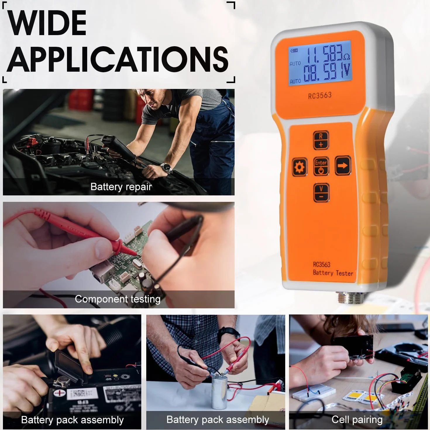 Tester rezystancji baterii 1uΩ ~ 200 Ω, 0 ~ ± 100 VDC, przenośny miernik napięcia z sondą, analizatorem kwasu Pb i Ni-CD