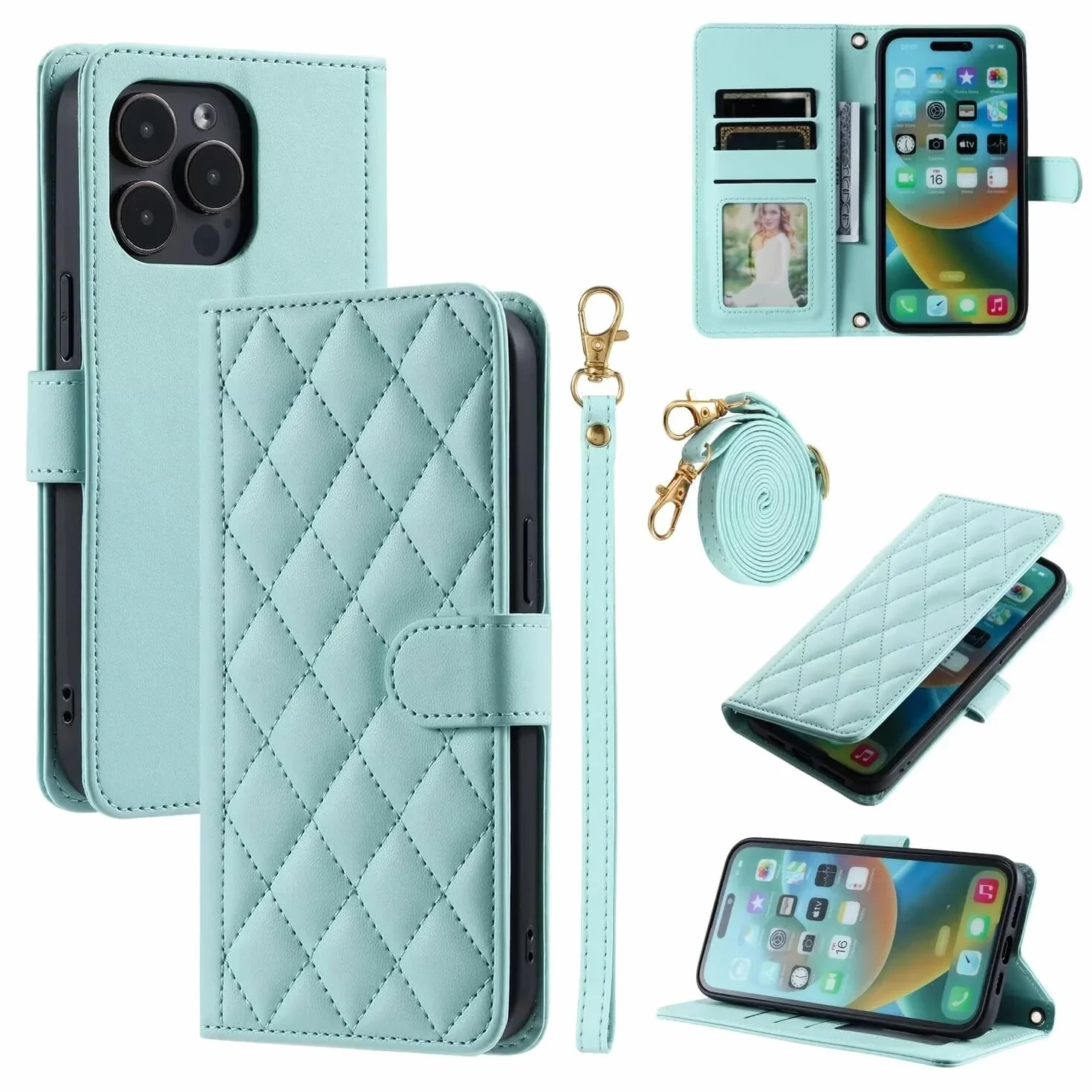 Generic etui kompatybilne z iPhone XR (kolor: miętowy) skóra premium silikonowy portfel z klapką magnetyczne etui z klapką