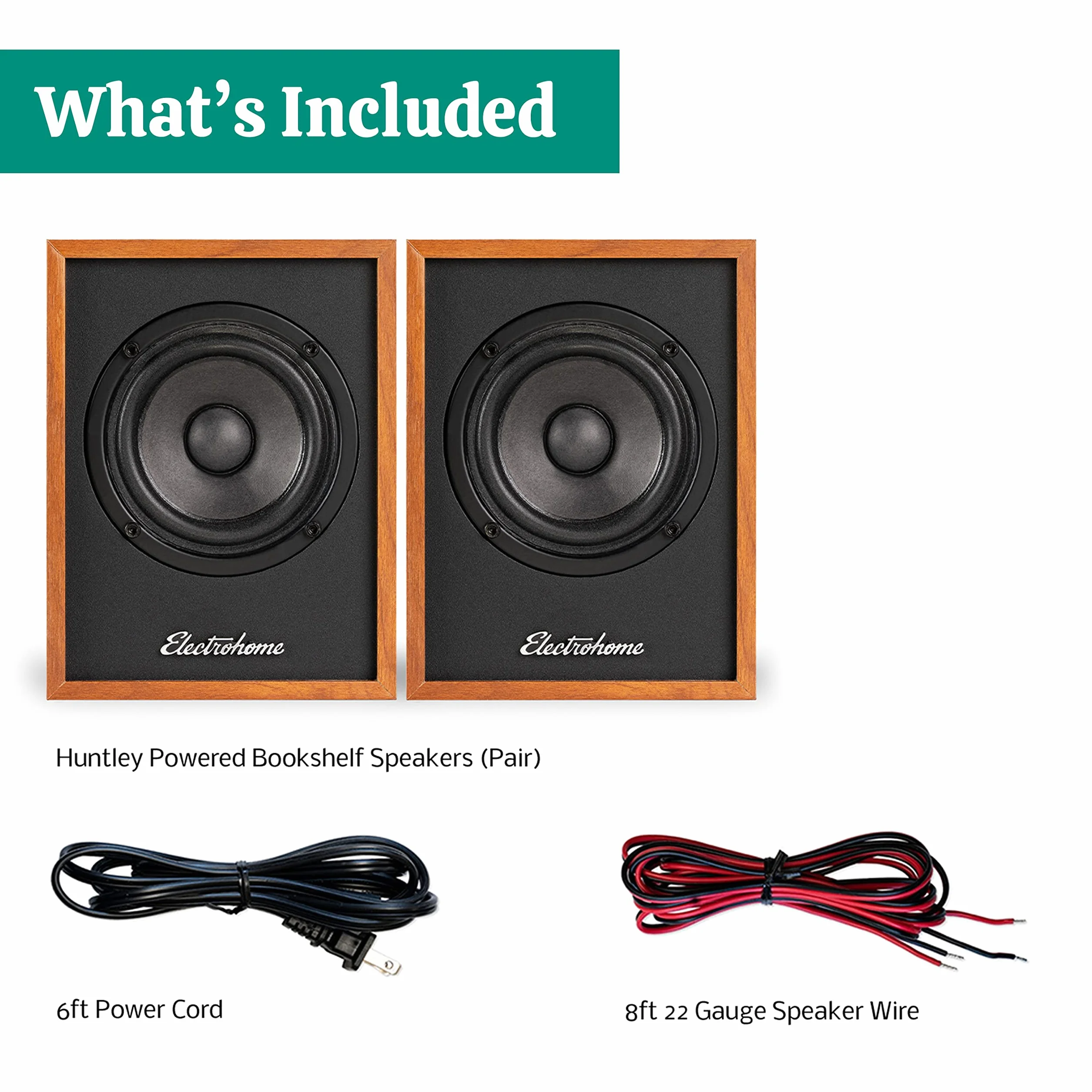 Electrohome Huntley Głośniki półkowe z wbudowanym wzmacniaczem i 3-calowymi sterownikami do gramofonu, telewizora, komputera i bezprzewodowego przesyłania muzyki z Bluetooth 5, RCA i Aux (EB10)