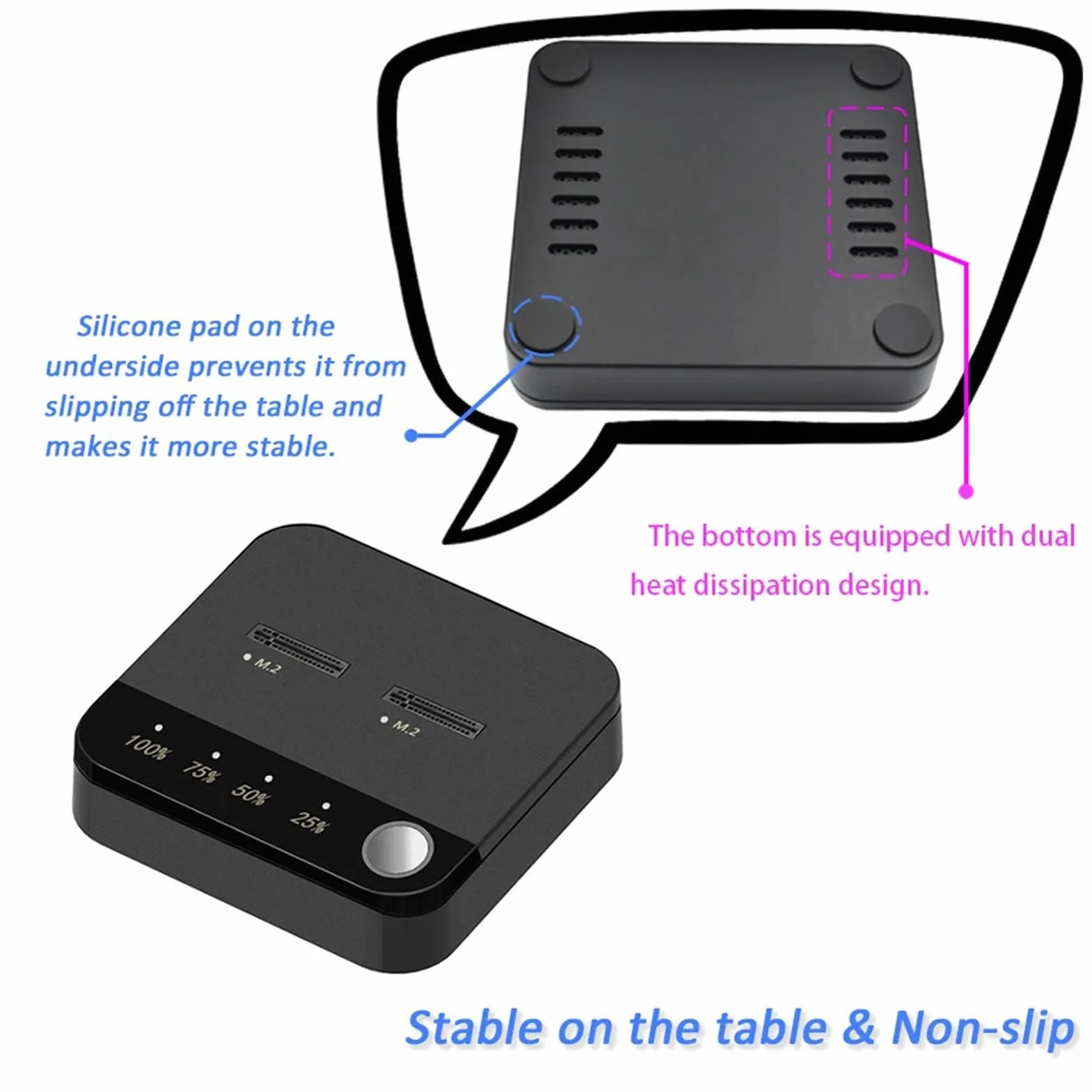 Luocute 20 Gb / S NVME SSD Duplicator, Dual Bays M.2 Deplicator Dysk Twardy, Zasilany USB C, Zoptymalizowane Chłodzenie, Przenośne i Praktyczne, Wsparcia, OS X, do Klonowania i