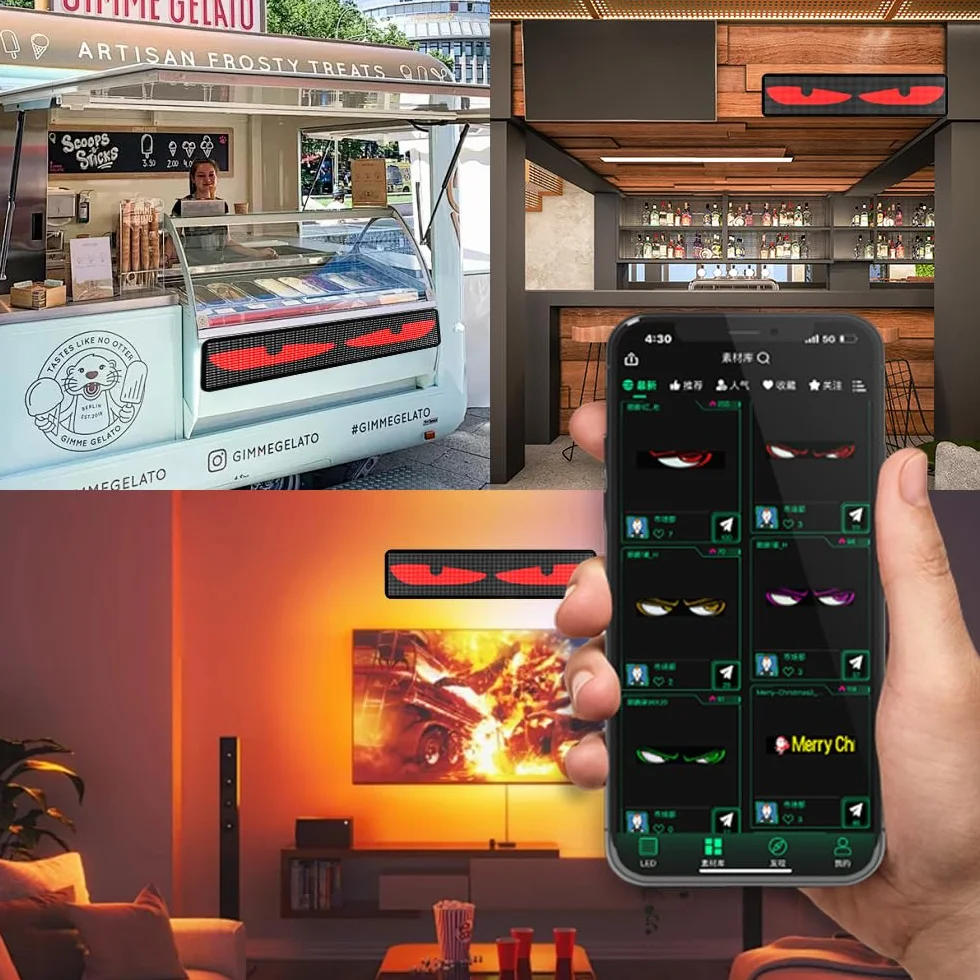 Samochodowy wyświetlacz LED emotikon animowany rysunek DIY telefon Bluetooth sterowanie głosem uniwersalny ekran LED interaktywny ekran LED do domu sklepu tylna szyba interaktywny ekran reklamowy