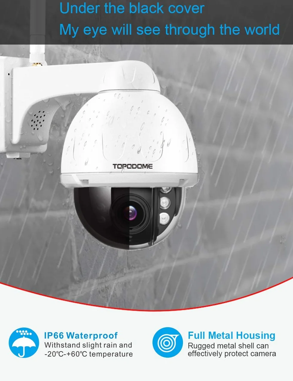 Metalowa kamera Wi-Fi Zewnętrzna 940nm IR, kamera monitorująca 5MP WIFI IP kamera, karta SD 32G wbudowana, dwukierunkowy dźwięk, ludzka detekcja, IP66 | Dwukierunkowy dźwięk, wykrywanie przez człowieka, RTSP, 360° widzenie, noktowizor, wbudowana karta SD