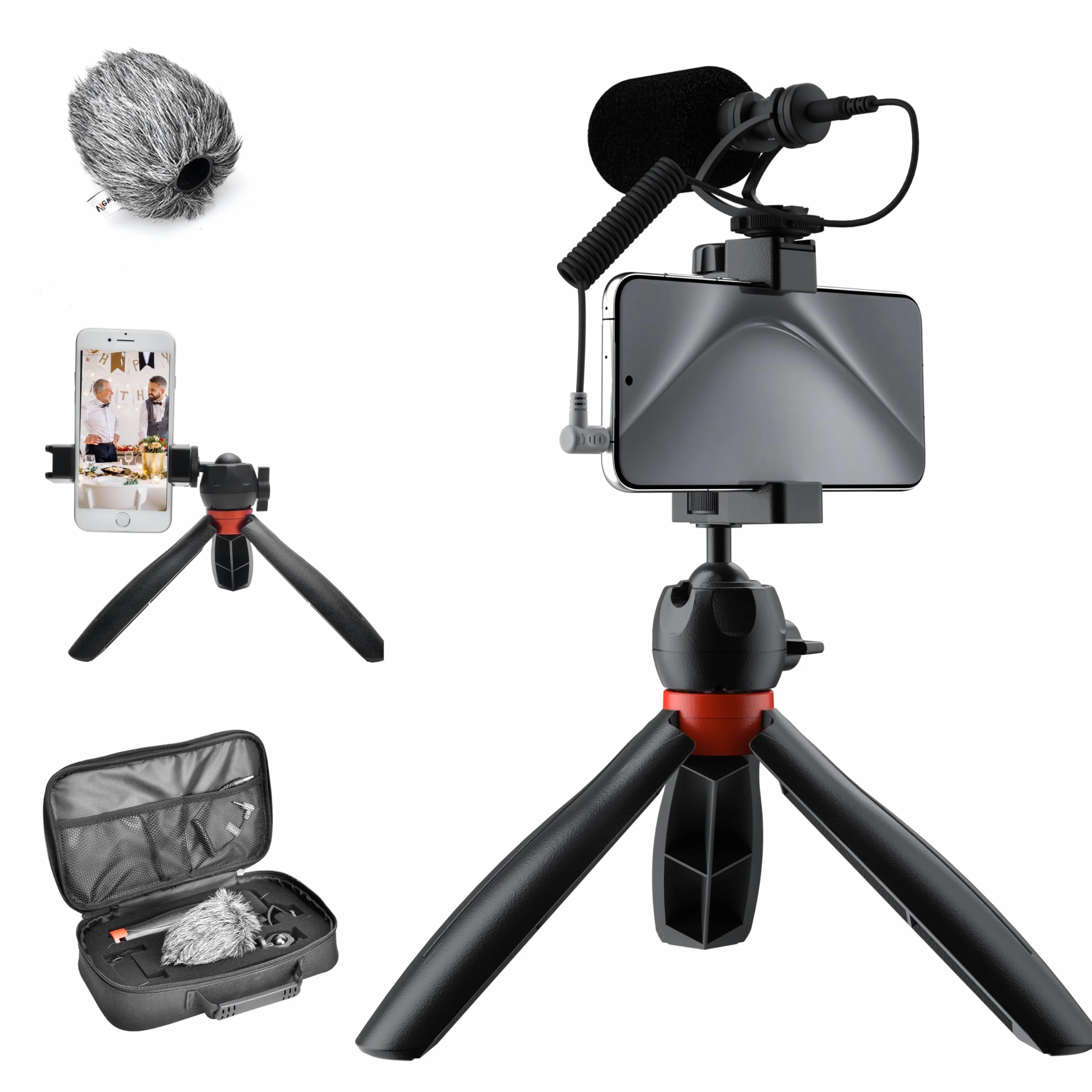 COMICA CVM-VM10-K2 Pro, mikrofon wideo do telefonu komórkowego, zestaw do vlogowania dla Sony, Canon, Nikon DSLR, iPhone'a 15, Samsunga, YouTube, TikTok ze statywem mikrofonowym do strzelby, uchwyt na