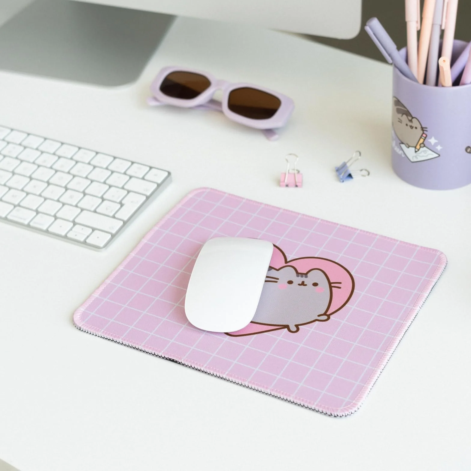 Grupo Erik Pusheen Mouse Pad | Non-Slip Rubber Base & Waterproof Gaming Mat | Pusheen Gifts | Pink Mat | Small Merch