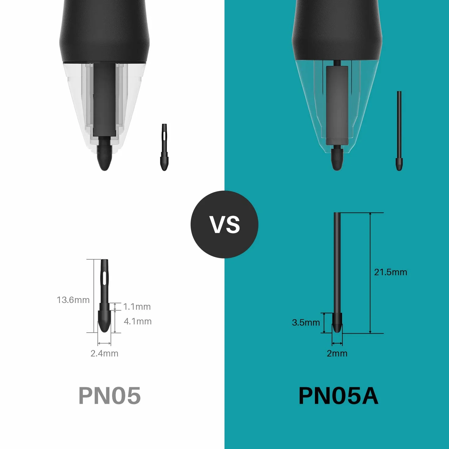 HUION Stalówki PN05A 10 sztuk do długopisów, kompatybilne z PW517, Kamvas 13/22/22 Plus/Pro 24