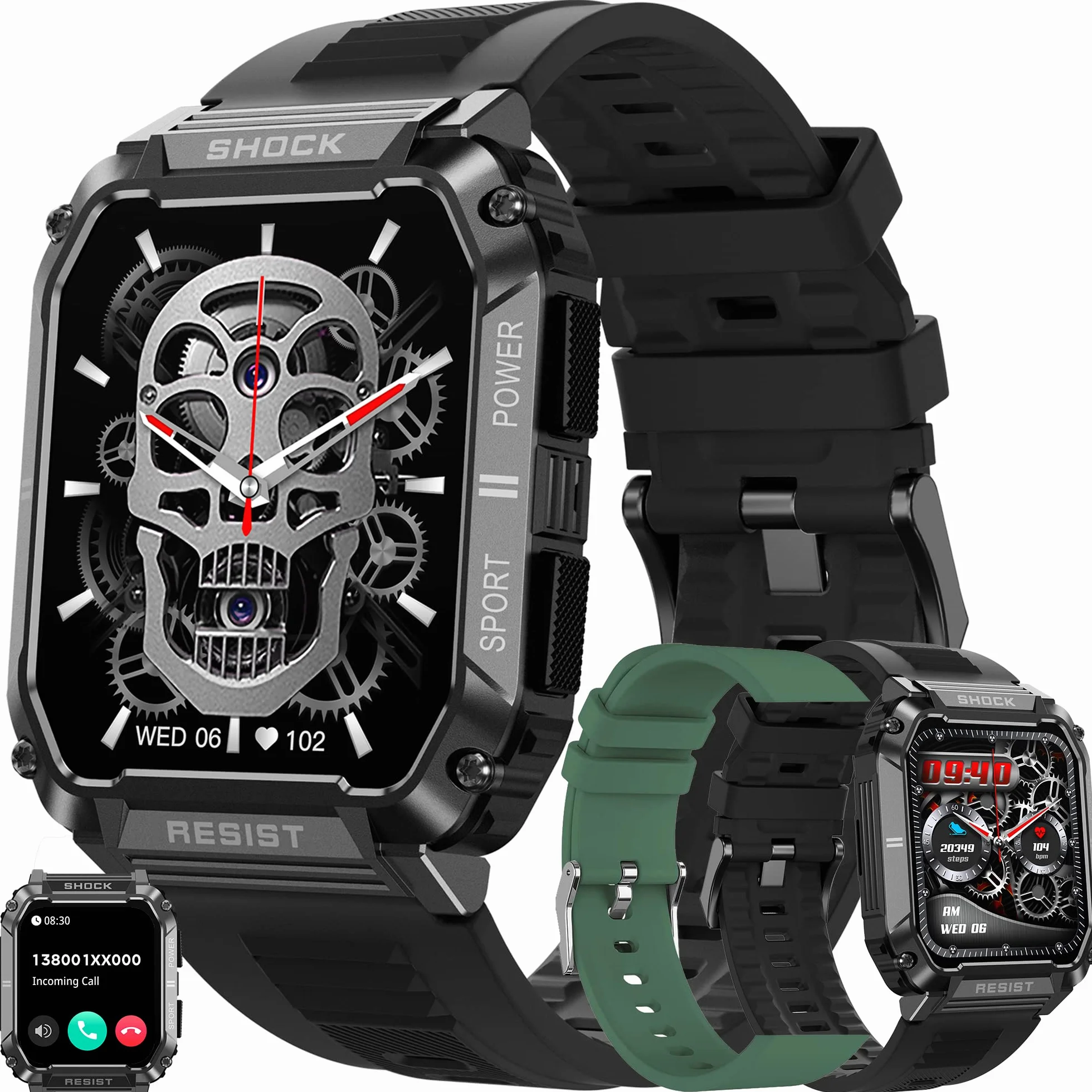 Smartwatch Męski Inteligentny Zegarek Który Może Wykonywać i Odbierać Połączenia 1,95” Fitness Tracker 123 Sportowych Wodoodpornością 5ATM Asystent Głosowy AI dla telefonów z Android iOS (czarny)