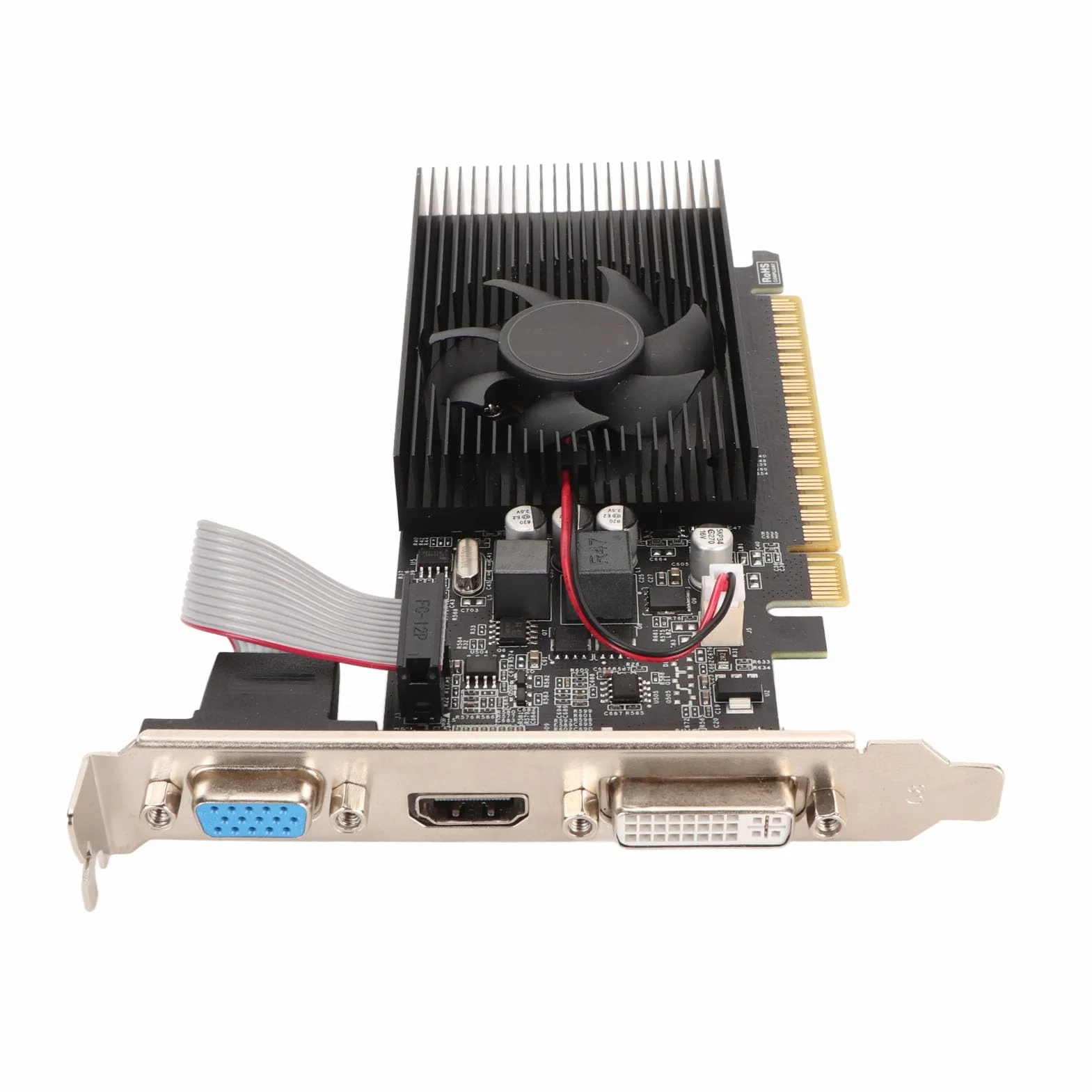 Karta Graficzna GT730 4G DDR3 128bit, Karta Graficzna do Gier Stacjonarnych z Wyjściem DVI VGA HDMI, PCI Express 2.0 X16, z Wentylatorem Chłodzącym
