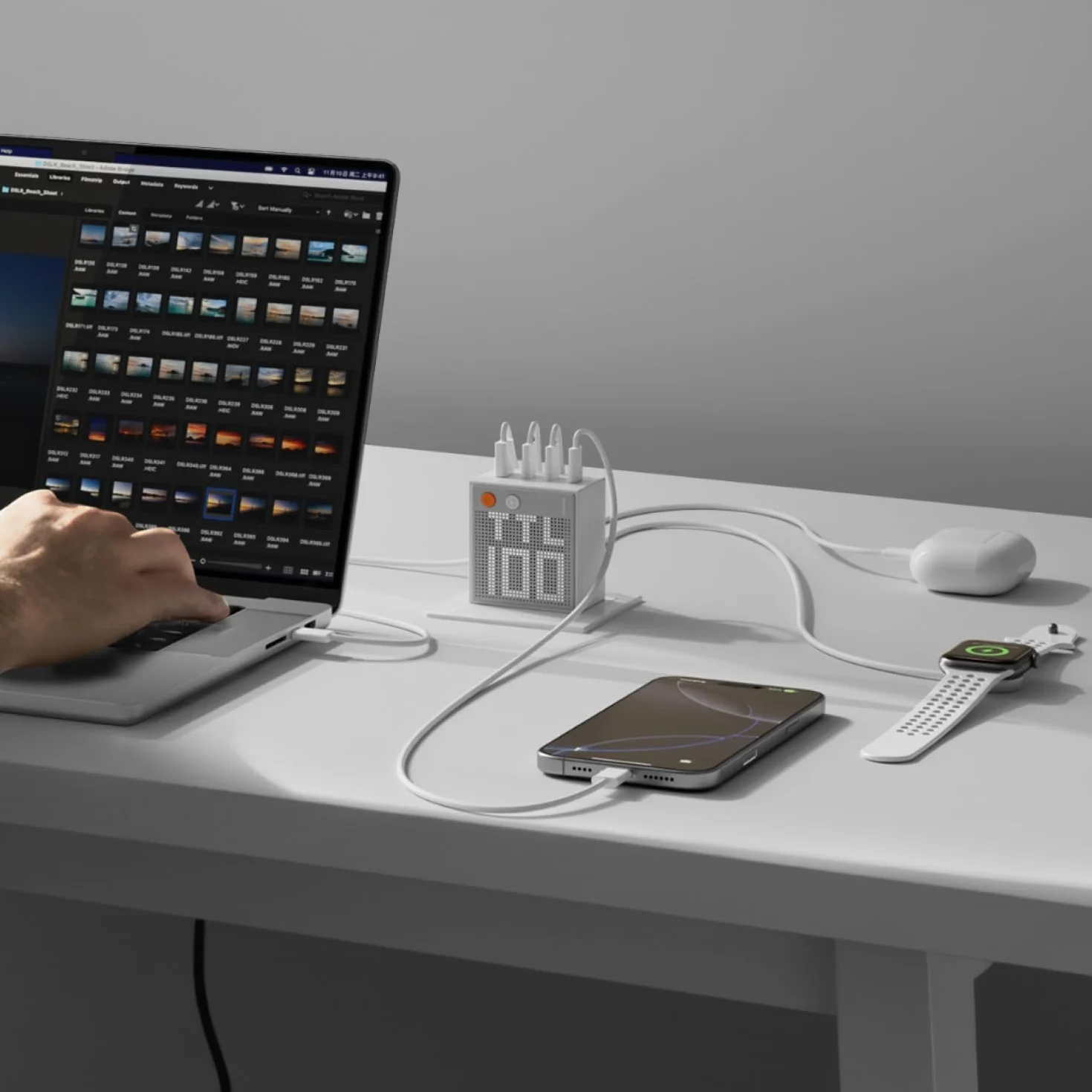 Sharge Pixel 100W White 4 Portowa GaN Ładowarka USB-C USB-A PD QC Technologia GaN