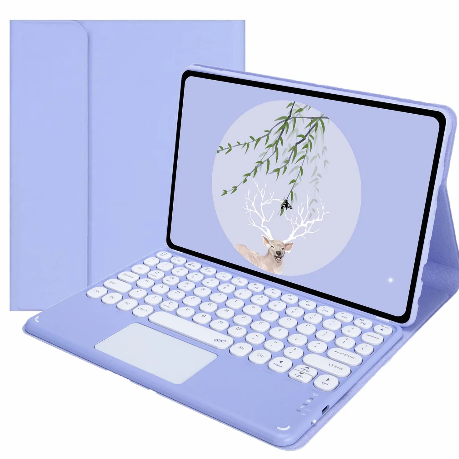 Etui na klawiaturę do Lenovo Tab M10 FHD Plus TB-X606F / TB-X606X 10,3 "FHD z touchpadem Okrągłe klawisze, magnetyczna odłączana bezprzewodowa klawiatura Bluetooth Slim Stand Case,Purple