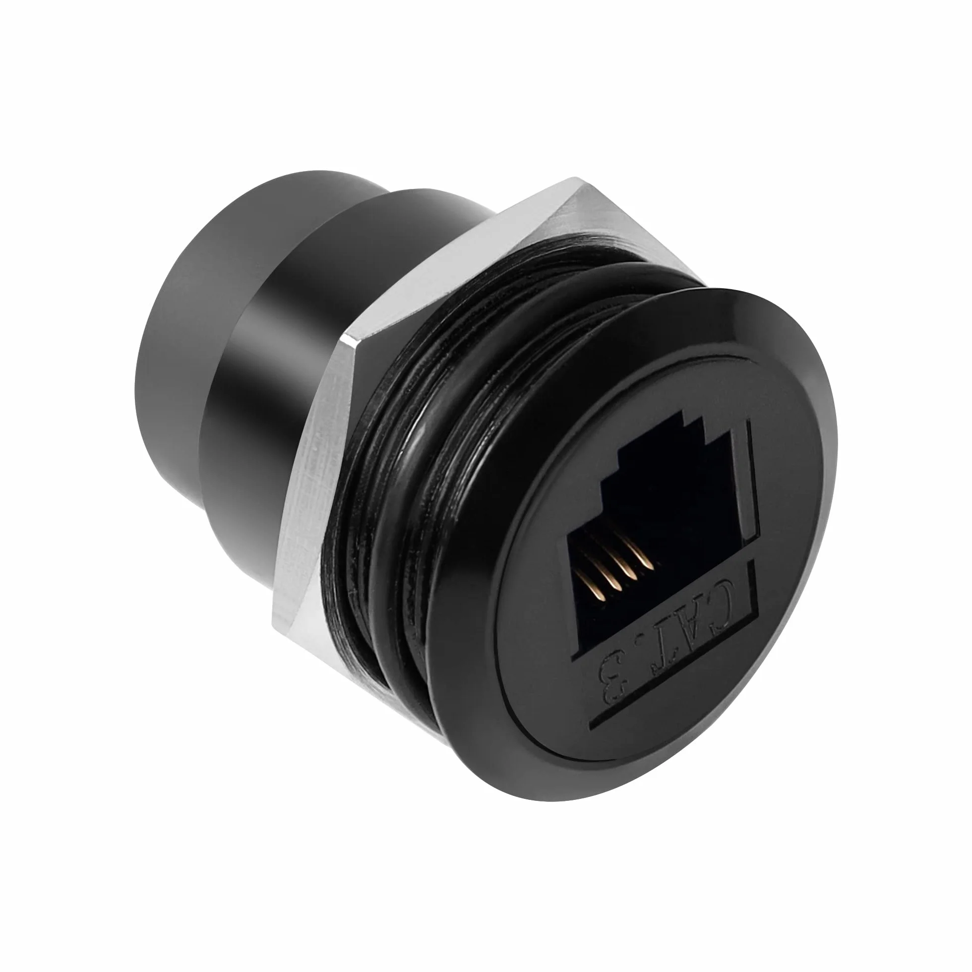 QIANRENON RJ11 Wpuszczany Gwintowany Montaż Telefoniczny Stały Adapter Linia CAT3 RJ11 6P4C Żeński do Żeńskiego panelu Montaż Okrągłe Złącze, Telefoniczne Złącze, Modem
