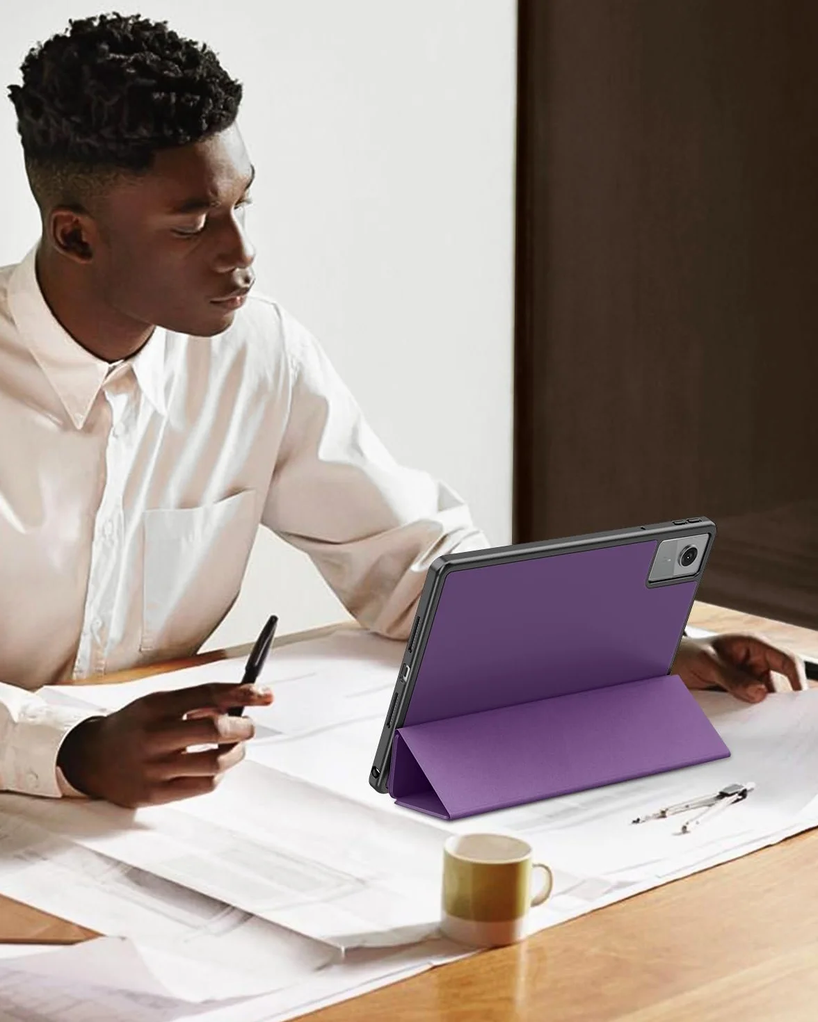 TiMOVO Etui do Lenovo Idea Tab 11 cali 2025 TB-336ZU/336FU z uchwytem na długopis, cienkie etui ochronne z miękkim tyłem TPU, funkcją automatycznego uśpienia/budzenia, Głęboki fiolet