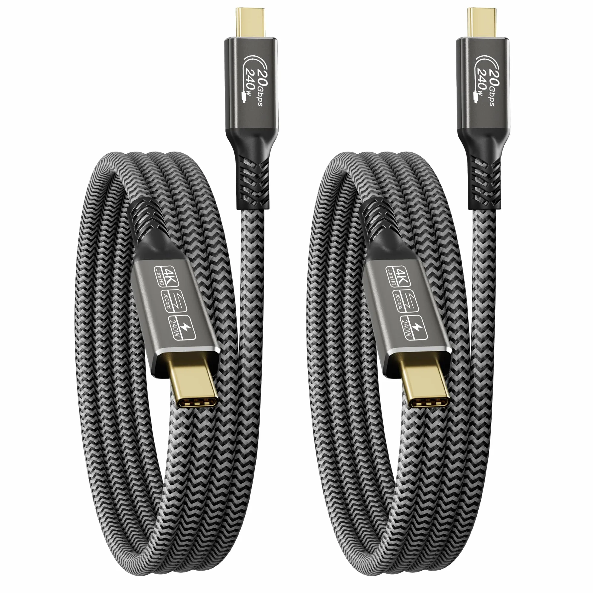 CAKOBLE Kabel USB C 5 m, [2 sztuki 5 m], kabel USB 3.2, 20 Gb/s, kabel USB C do szybkiego ładowania, PD 3.1, 240 W, wideo 4K 144 Hz, wideo do koncentratora, stacji dokującej, M3, SSD, eGPU, laptopów