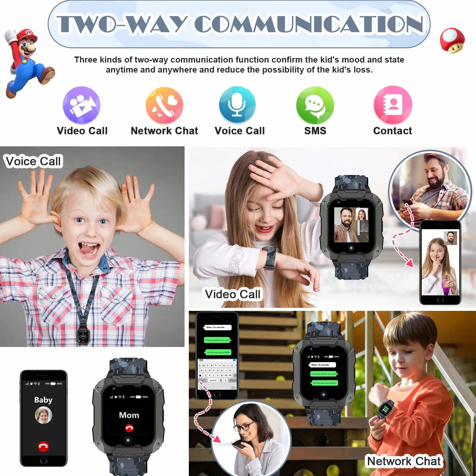 Inteligentny Zegarek LiveGo dla Dzieci, Inteligentny Zegarek 4G z Odłączaną Obudową, GPS Tracker Telefoniczna SOS dla Dzieci w wieku 4-12 lat Studenci Prezenty Urodzinowe Dzień Szkolny(T28 Czarny)