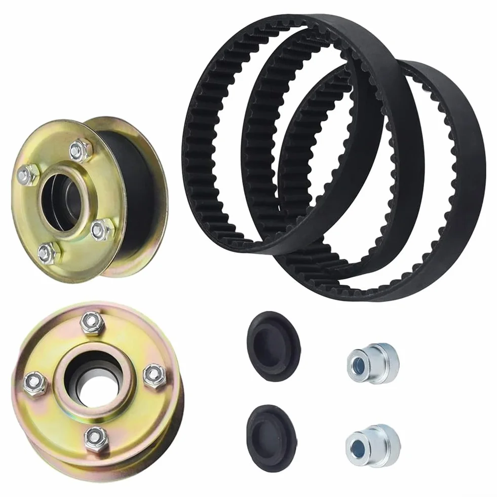 QOXEZY 131-4509 125-2532 Koło pasowe kosiarki i zestaw paska 120-3335 do pokładu dla Toro 76 cm do TimeMaster 76 cm, akcesoria do kosiarki, zawiera 2 x koło pasowe, 1 x pasek