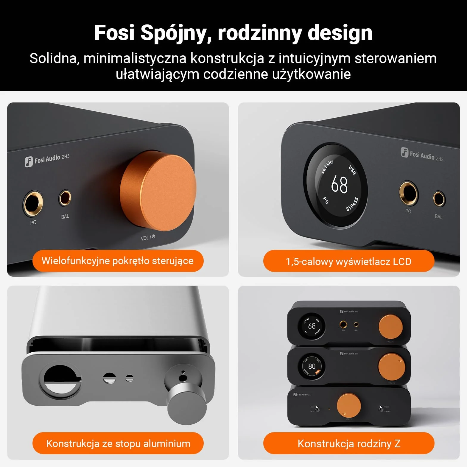 Fosi Audio ZH3 Wzmacniacz Słuchawkowy DAC, w Pełni Zbalansowany Przedwzmacniacz z AKM4493SEQ XMOS XU316 PCM768 kHz, Wejście USB/Optyczne/COAX/RCA/12 V Trigger, Wyjście XLR/RCA/4,4 mm/6,35 mm z Pilotem
