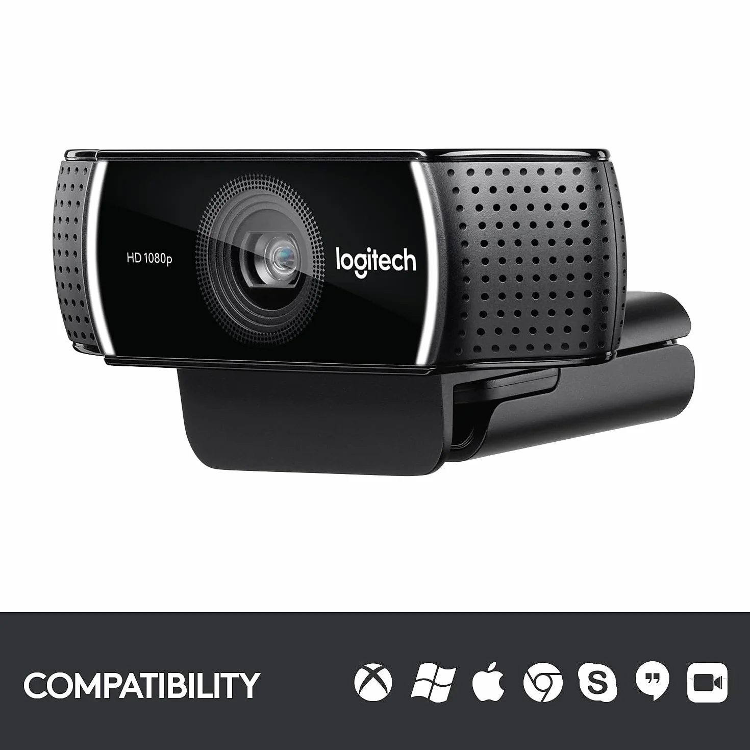 Logitech Webcam C922 Pro Stream, HD 1080p / 30fps lub HD 720p / 60fps Hiperfast, Audio stereo, korekcja światła HD, Autofocus, dla Youtube, Twitch, XSplit, PC/Mac/Laptop/Macbook/Tablet