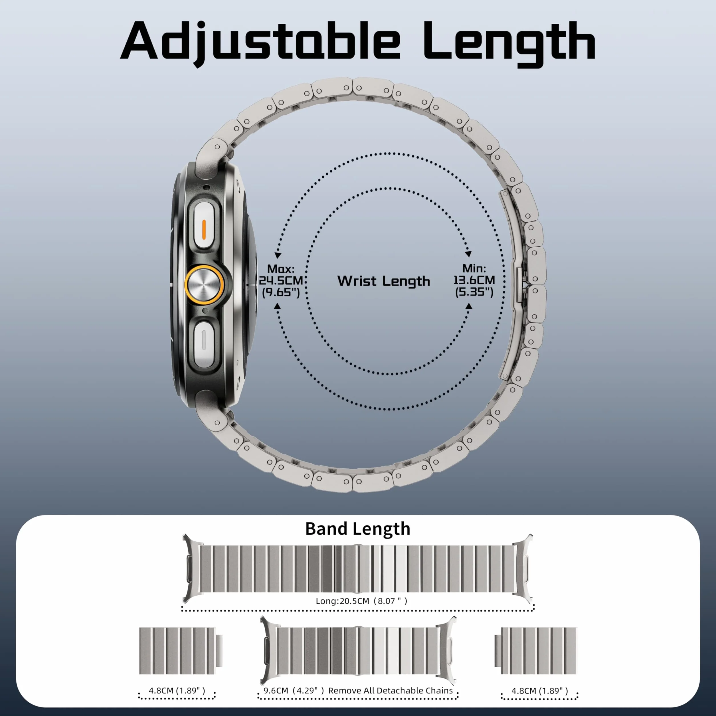 LULULOOK Tytanowy pasek do zegarka Samsung Galaxy Watch Ultra 7 47 mm (2025/2024), podwójny tytan, z DLC, odporny na zarysowania, szerokość 24 mm, do Galaxy Watch Ultra, tytanowy