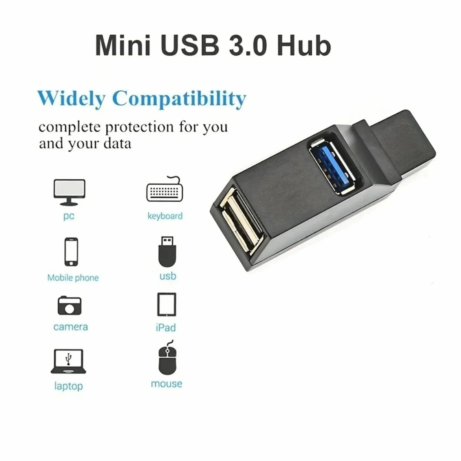 Hub USB 3.0 3-portowy, obrotowy rozdzielacz USB, USB 2.0/3.0, ekspander do komputerów, laptopów, akcesoriów (USB 2.0 White)