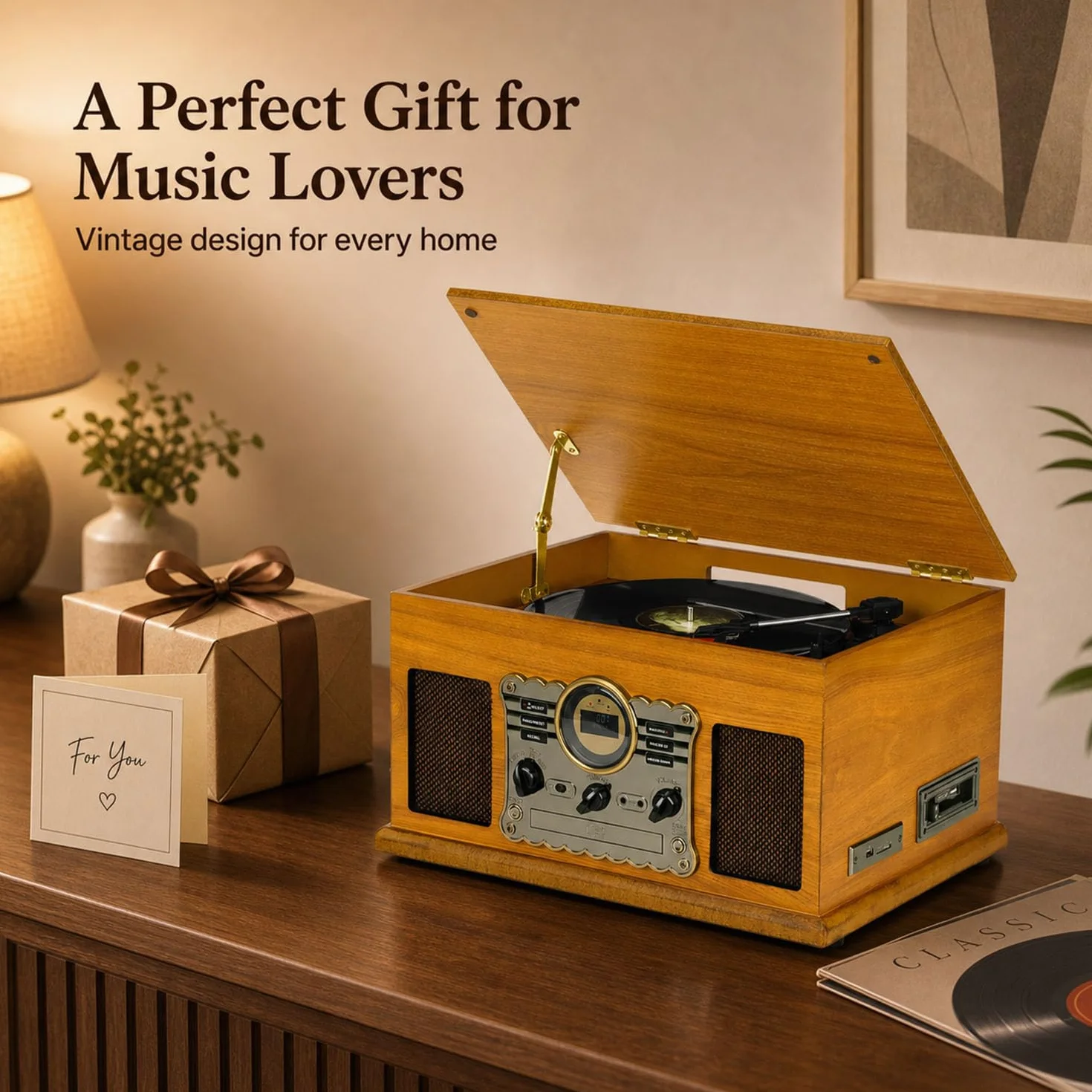Gramofon 10 w 1 z Bluetooth, odtwarzacz CD i kasetowy, radio DAB+/FM, nagrywanie USB/SD-MP3 i głośniki stereo