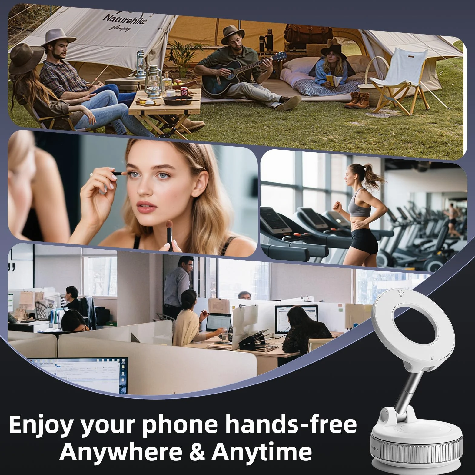 Ulepszony próżniowy magnetyczny uchwyt na telefon samochodowy, regulowana 360°, przyssawka, uchwyt na telefon, kieszonkowy, składany, do samochodu, siłowni, lustra, gładkiej powierzchni, do