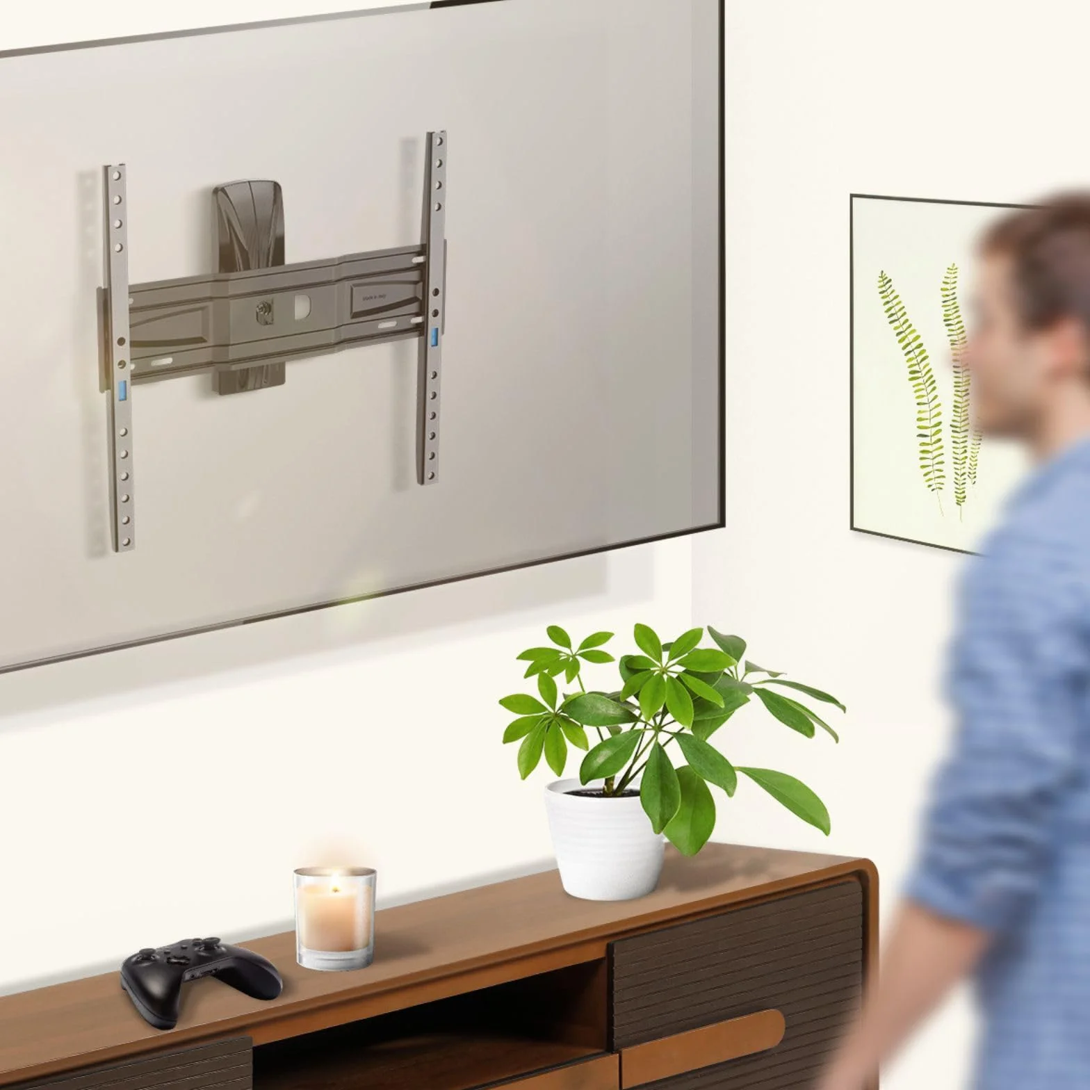 Meliconi Slimstyle Plus 400 Tilt'n'Turn, uchwyt ścienny do telewizora 32''-77'' VESA 200-300-400, maksymalne obciążenie 45 kg, nachylenie poziome ±20°, nachylenie pionowe +10°/-5°, z systemem Fast