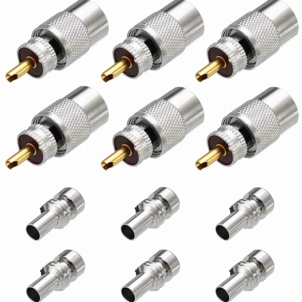 Greluma 6 szt. PL259 złącze wtykowe koncentryczne, wtyczka lutownicza UHF z reduktorem UG-175 do RG-58, RG-213, LMR195, RG142
